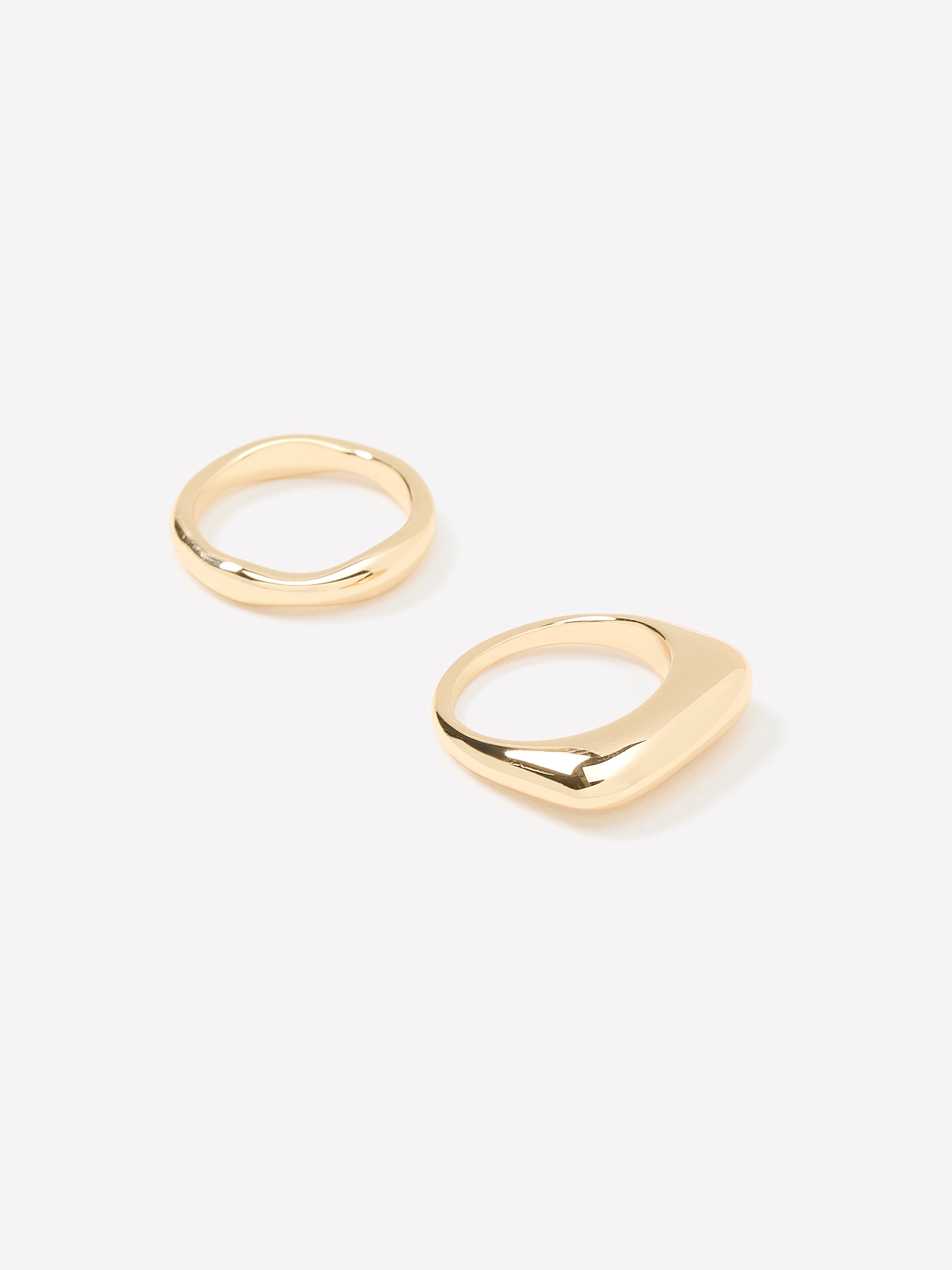 Stainless Steel Dome Rings - Set of 2