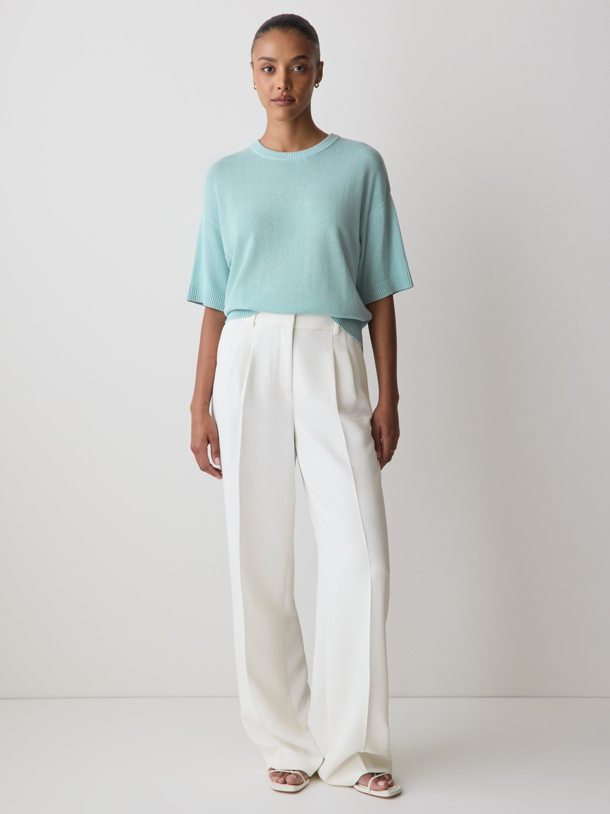 Short-Sleeve Crew-Neck Boxy Sweater