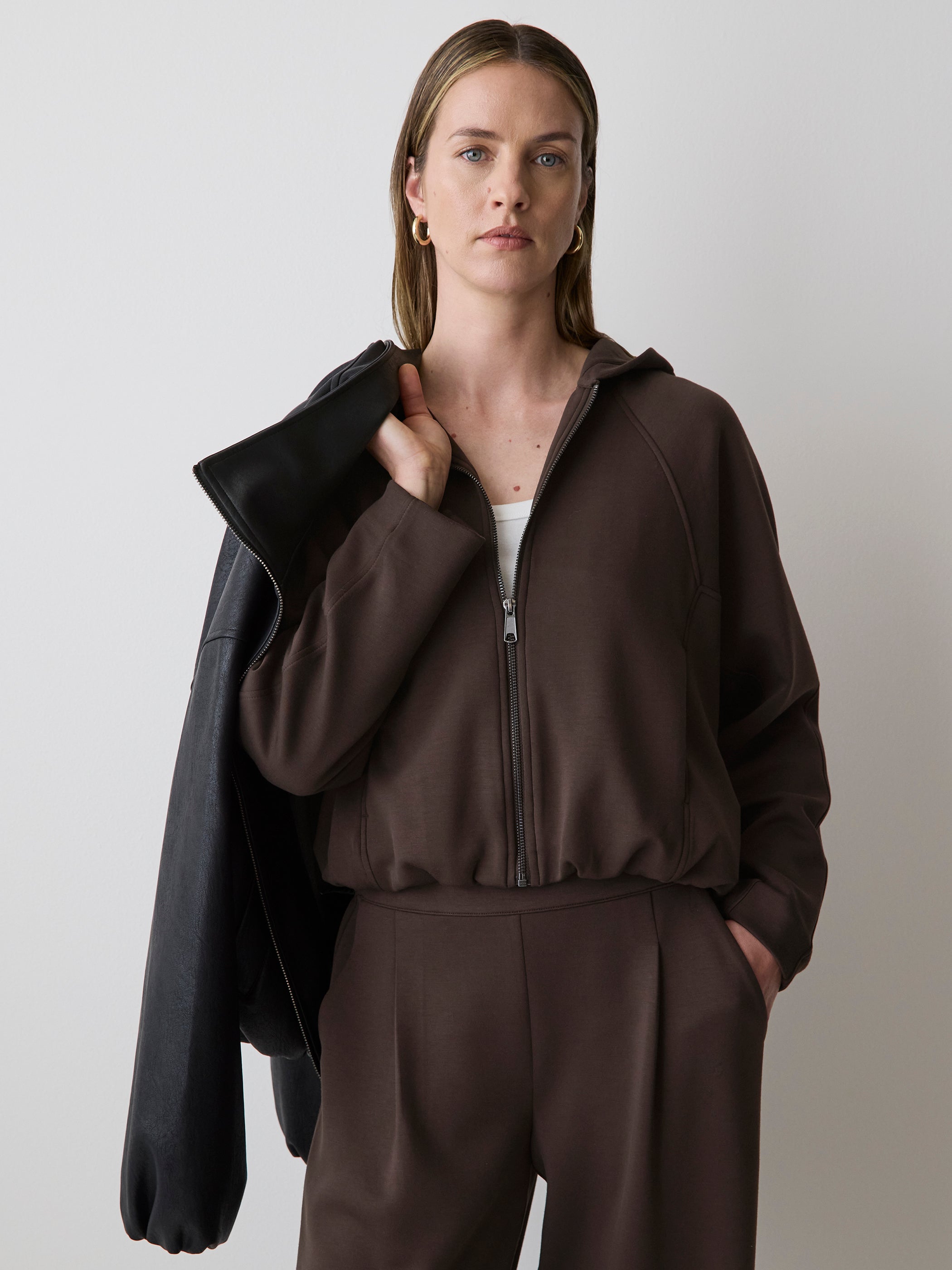 Cardigan à Capuchon à Ourlet Bulle