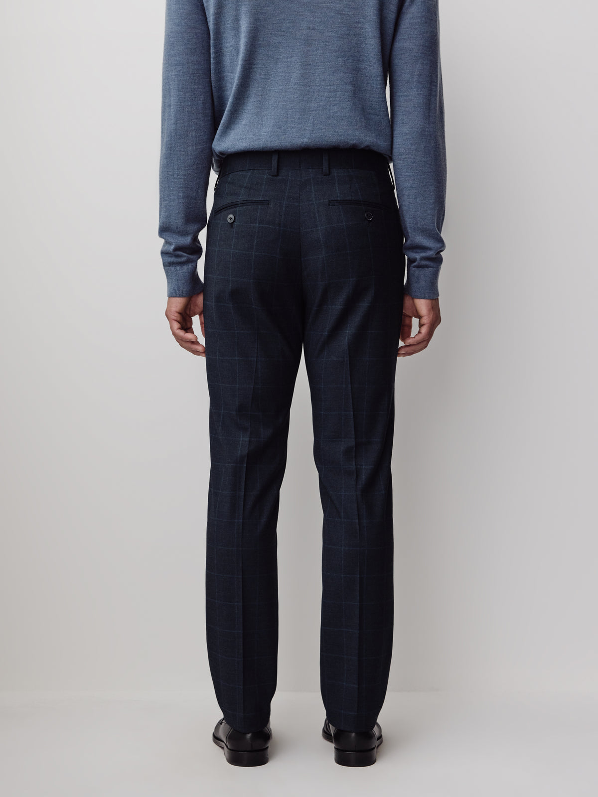 Slim Fit Woven Navy Windowpane Pant