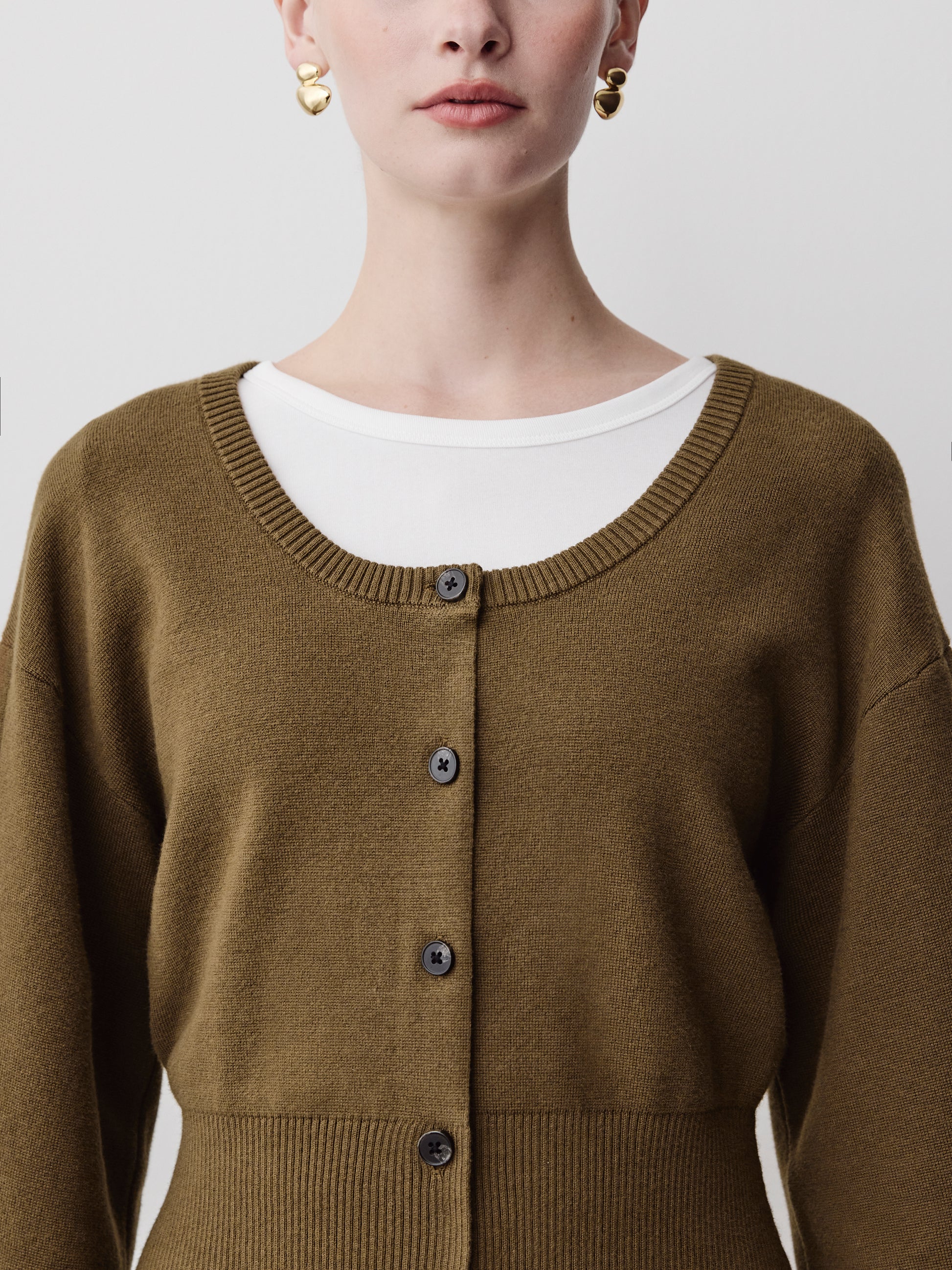 Ladies Knit Cardigan Cotton Nylon Tencel Blend