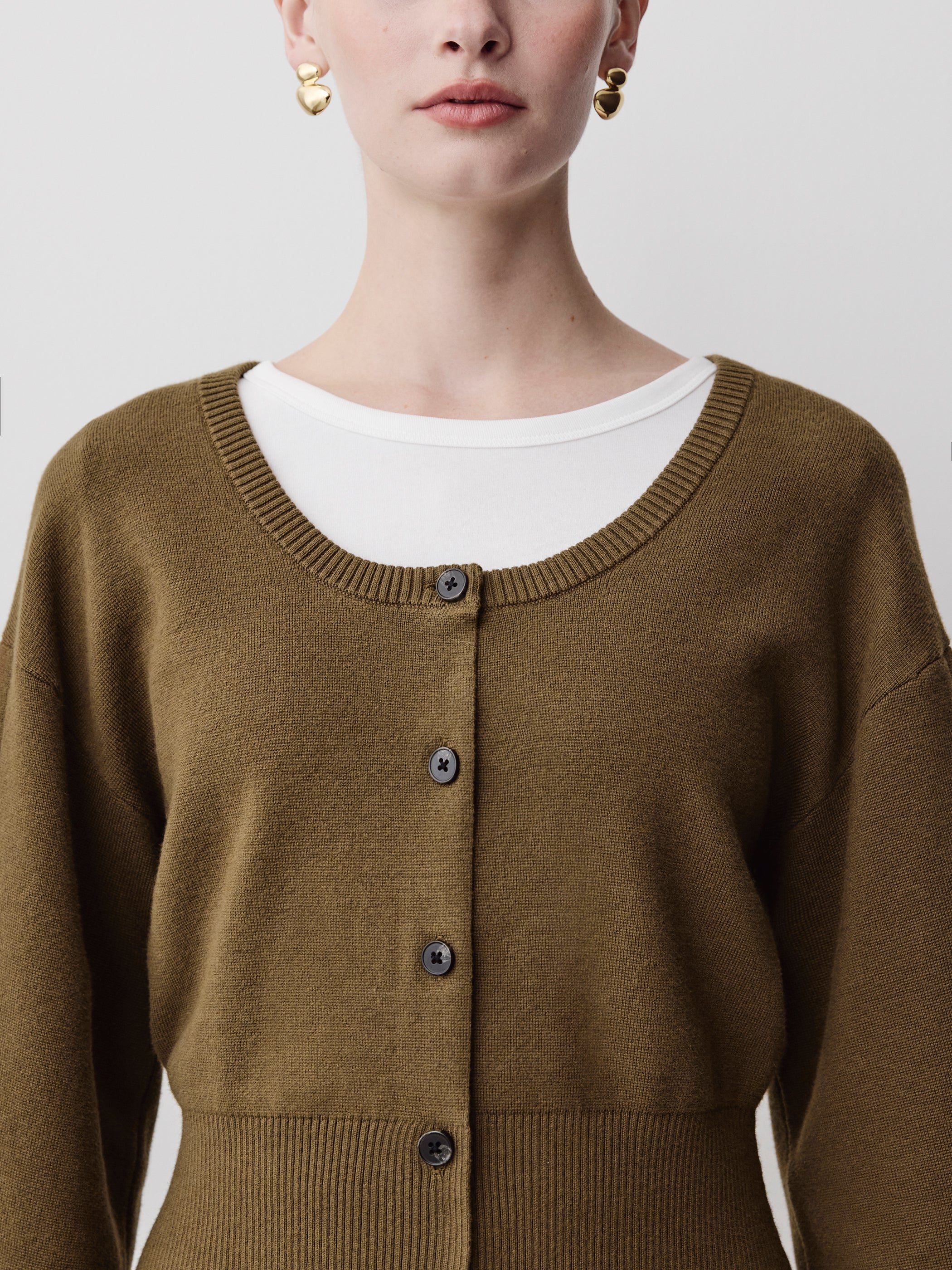 Ladies Knit Cardigan Cotton Nylon Tencel Blend