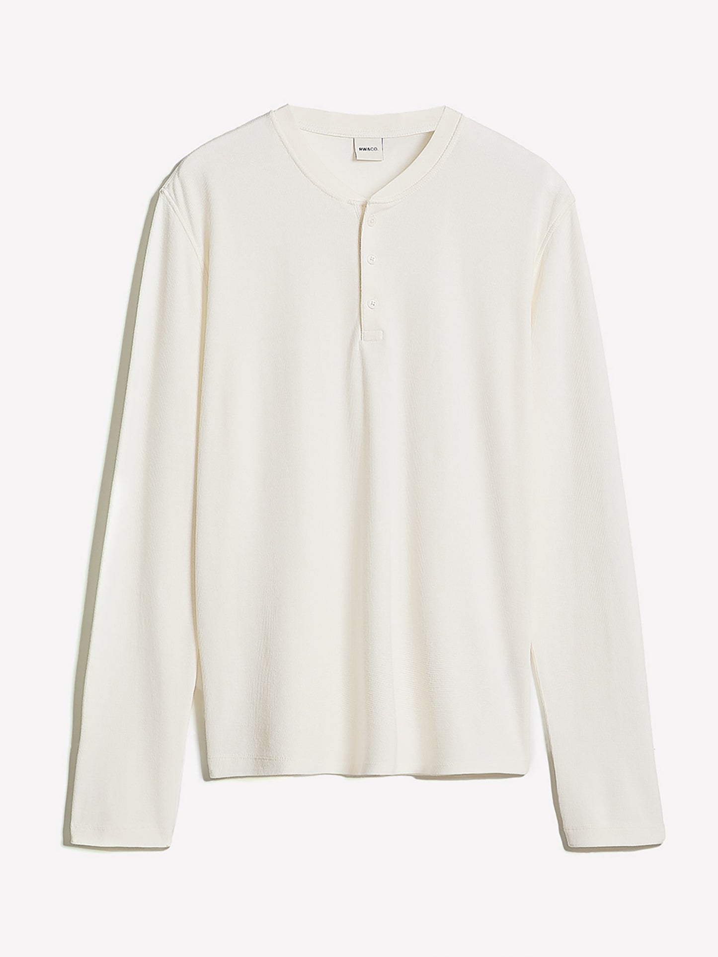 Long-Sleeve Henley Waffled Tee