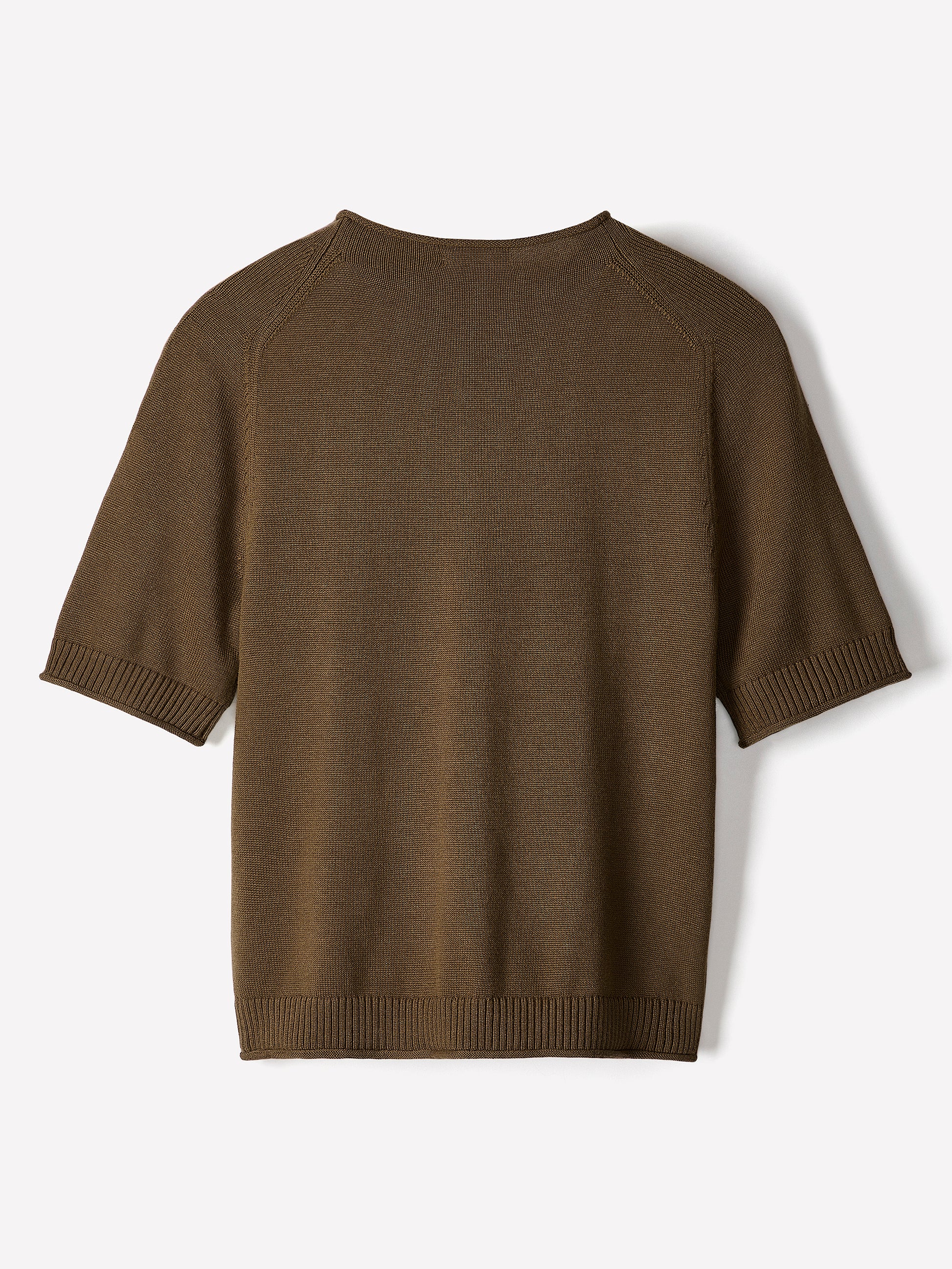 Knit Cotton Blend Funnel Neck Sweater