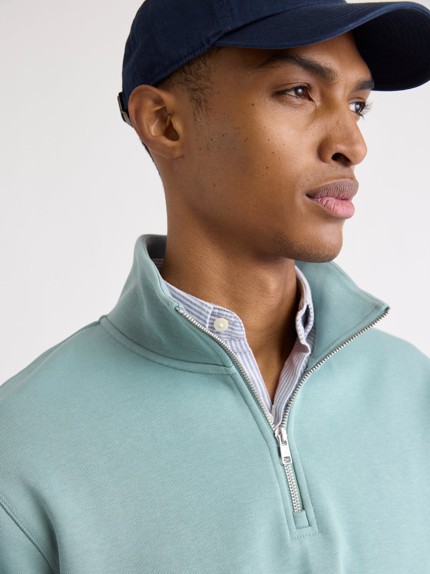 Long-Sleeve Half-Zip Mock-Neck Sweater