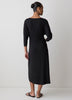 Knit Midi Dress 3/4 Sleeve Cowl Neck