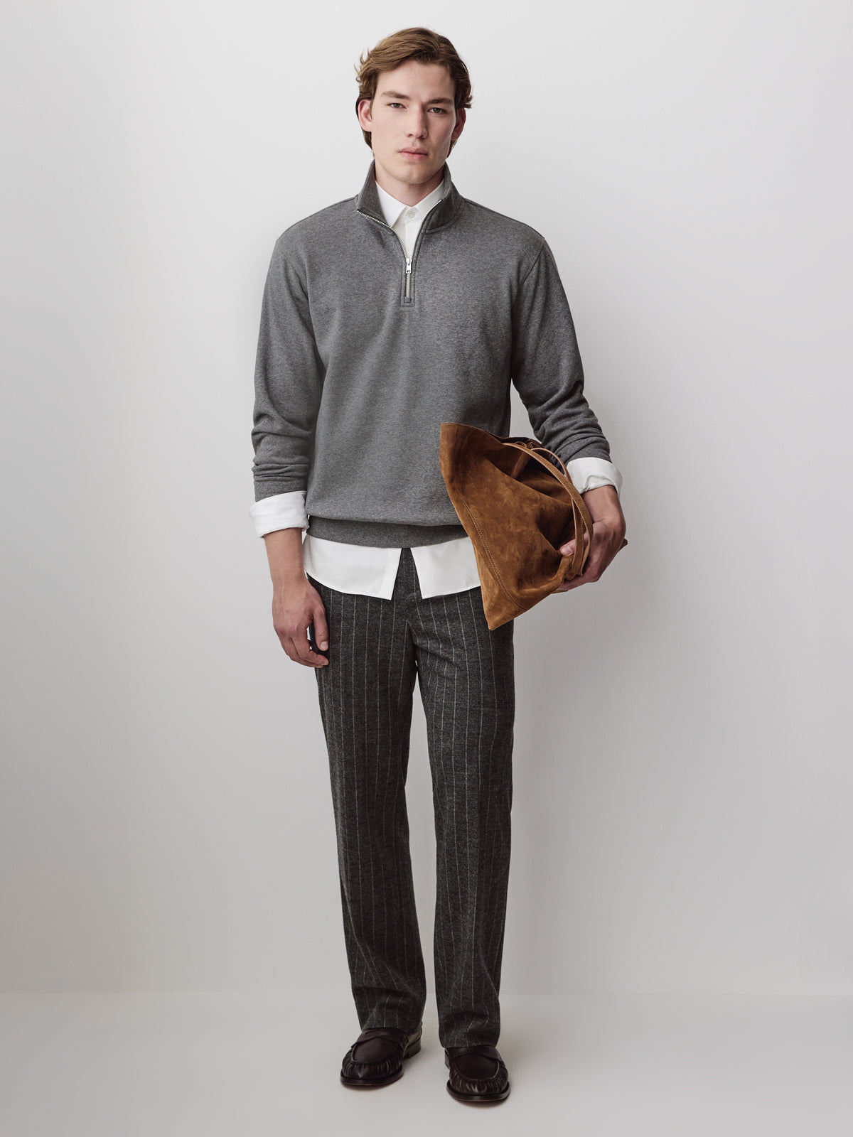 Long-Sleeve Half-Zip Mock-Neck Sweater