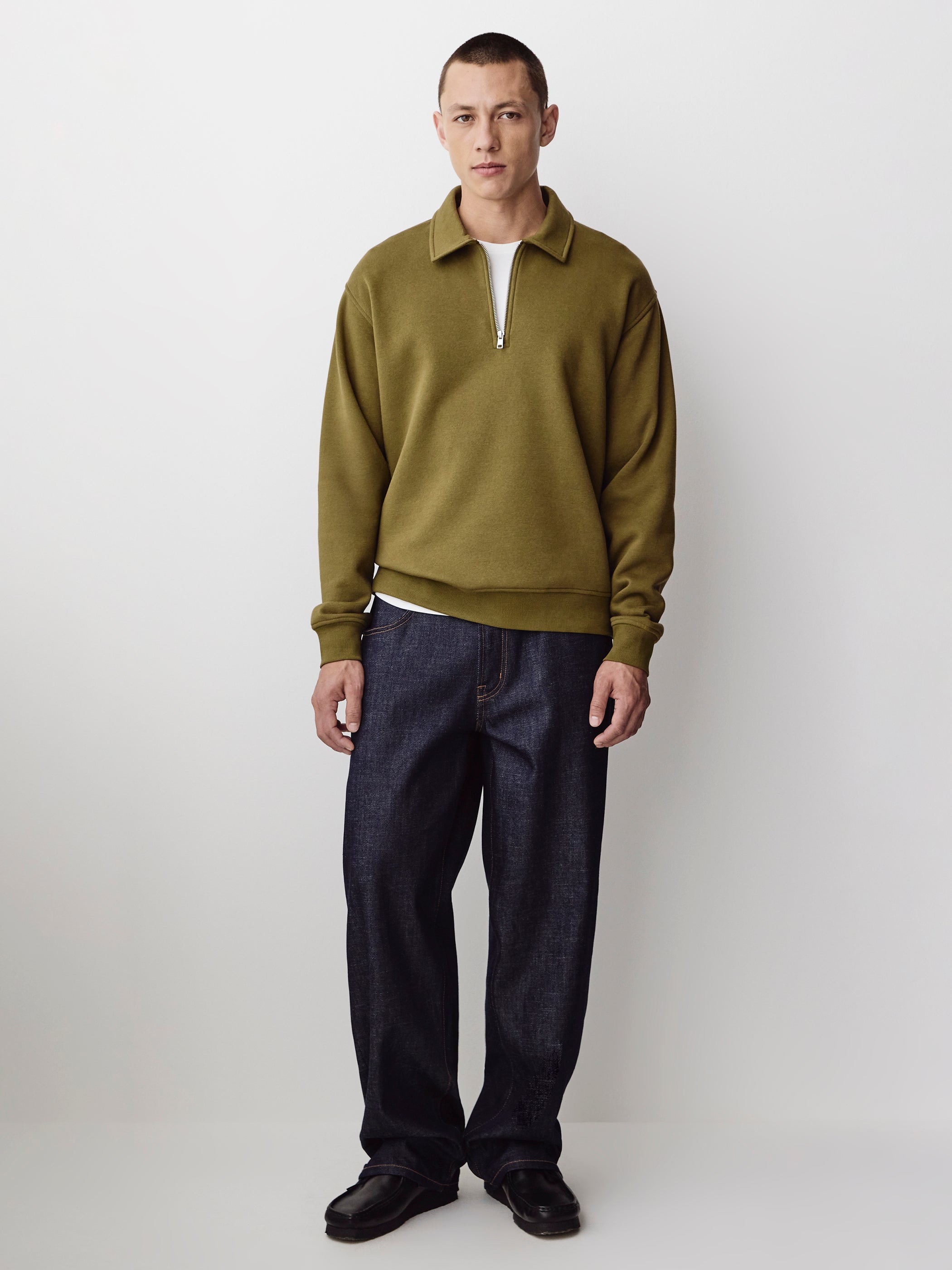 Long-Sleeve Half-Zip Polo Sweater