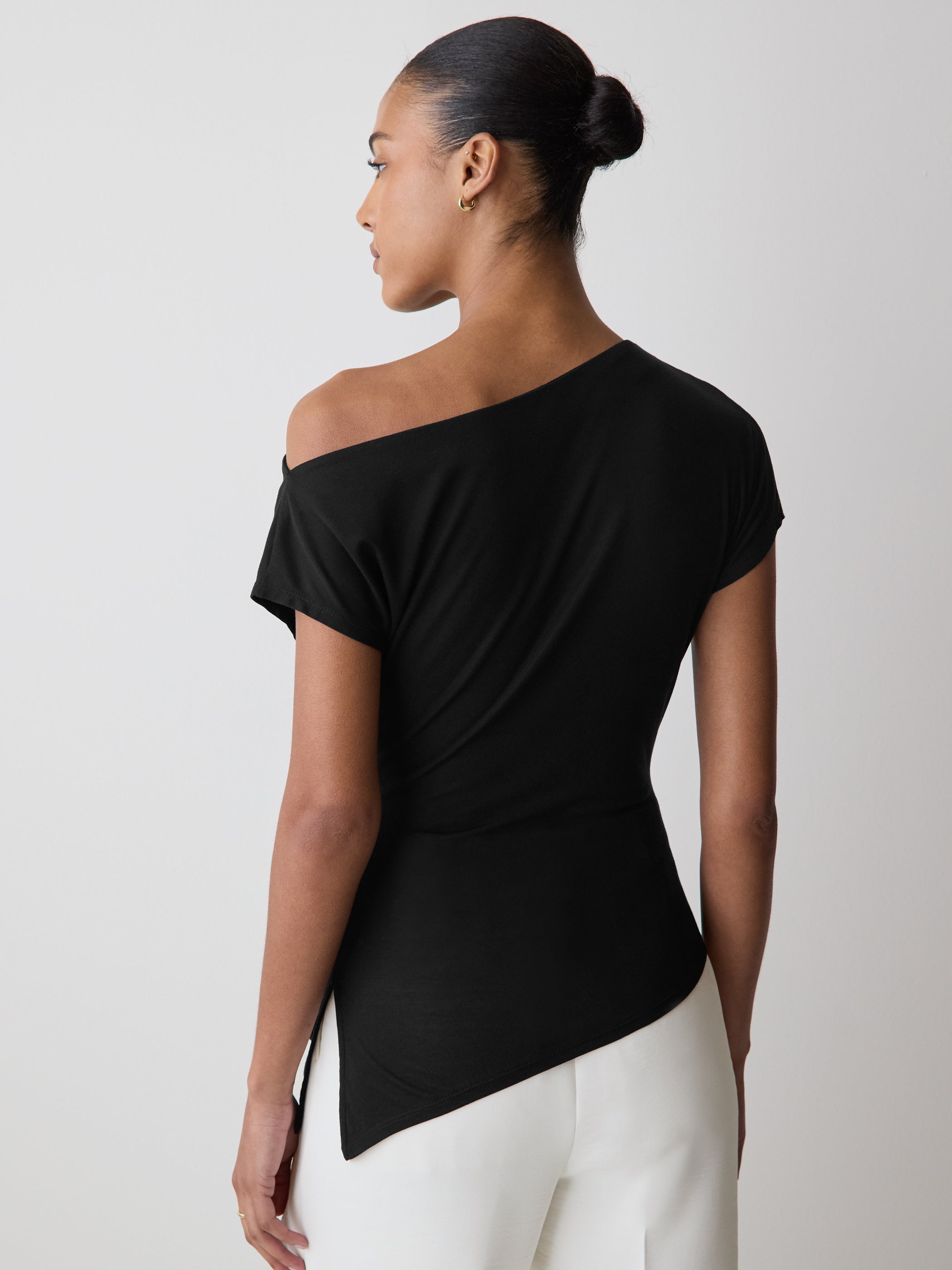 Off-Shoulder Knit Top in Silk Jersey