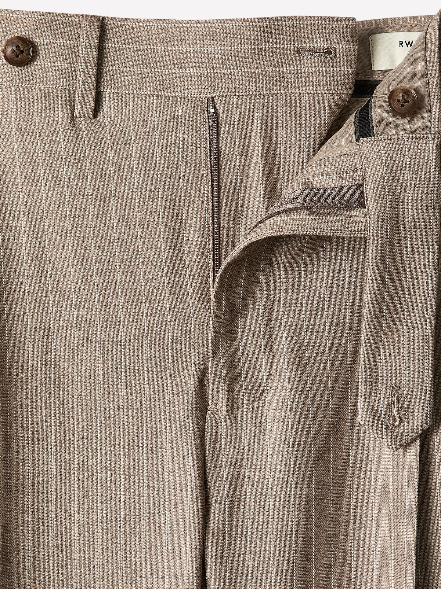 Tapered Taupe Pinstripe Woven Pant
