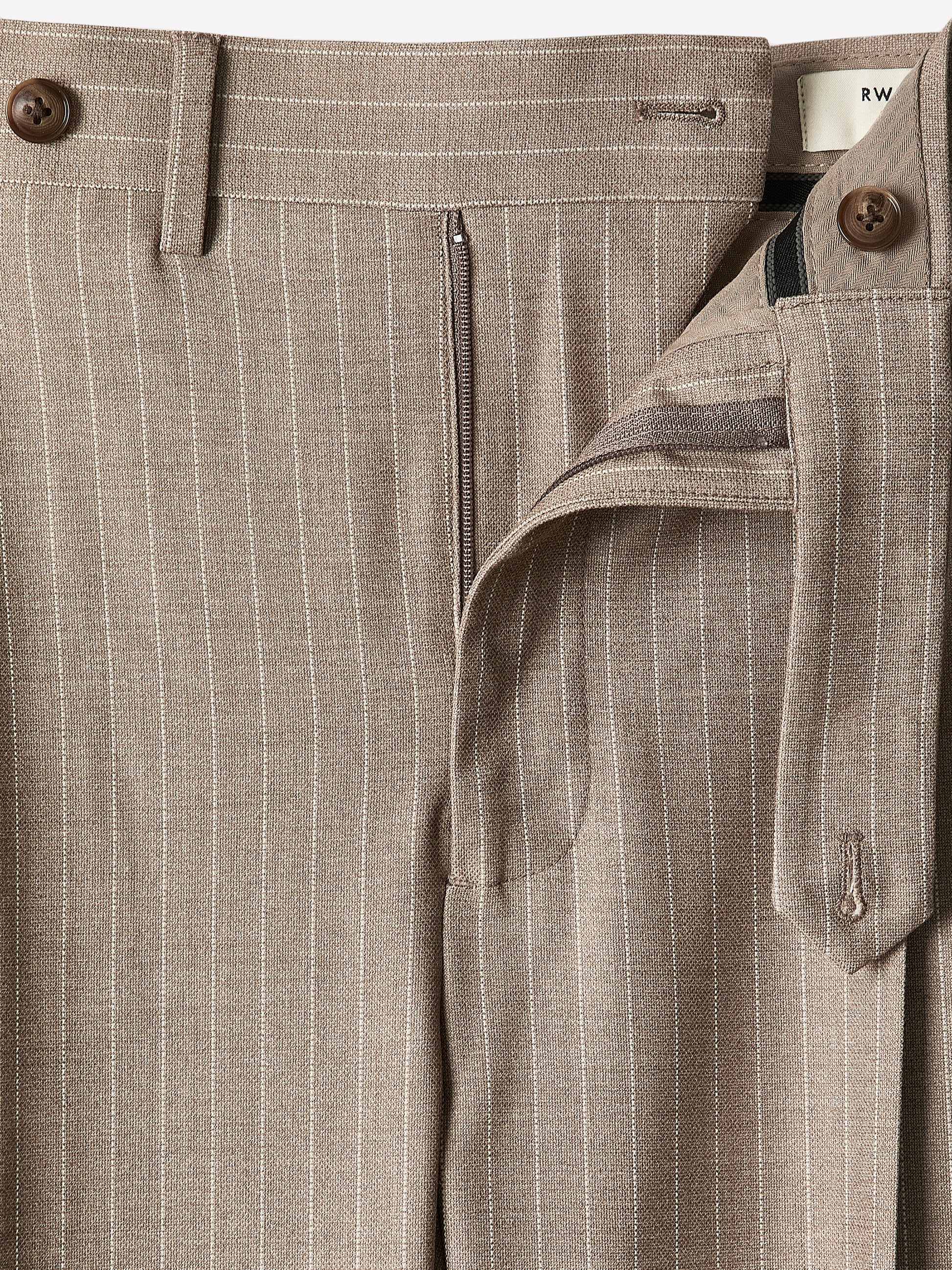 Tapered Taupe Pinstripe Woven Pant