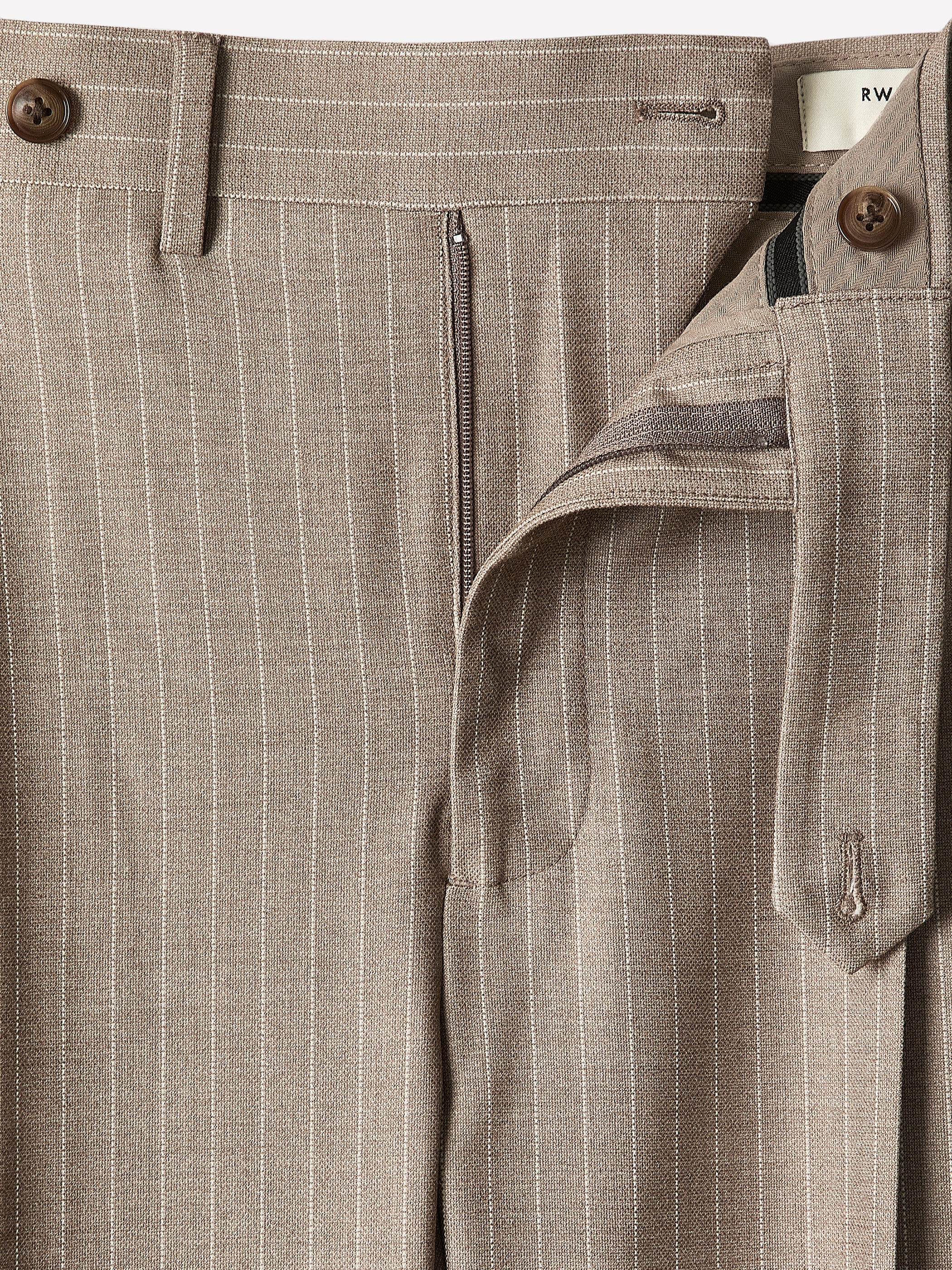Tapered Taupe Pinstripe Woven Pant