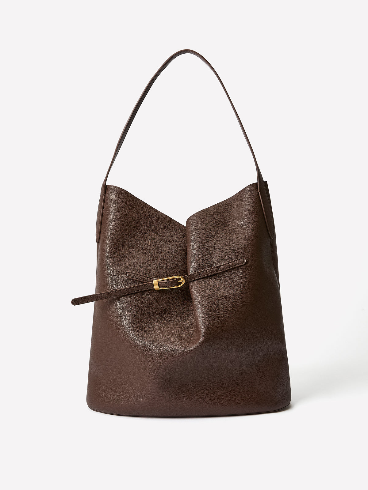 Belted Faux Leather Tote Bag