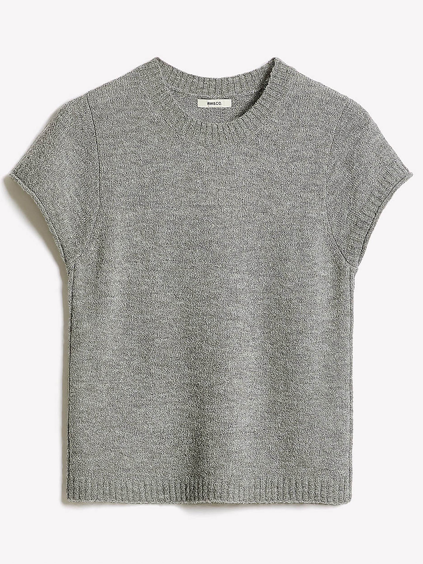 Wool-Blend Cap-Sleeve Crew-Neck Boxy Sweater
