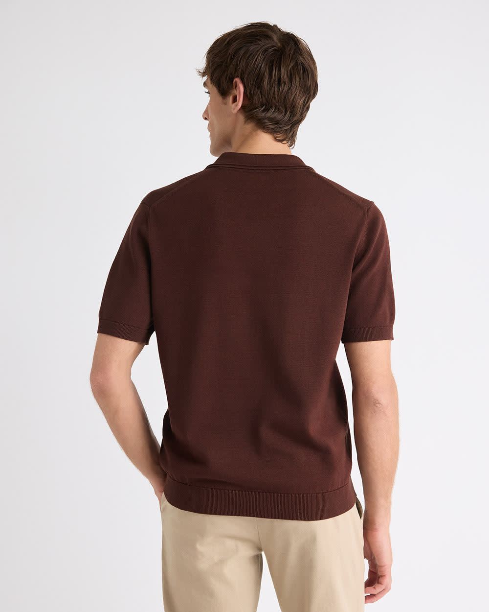 Polo à Manches Courtes en Coton avec Col Johnny