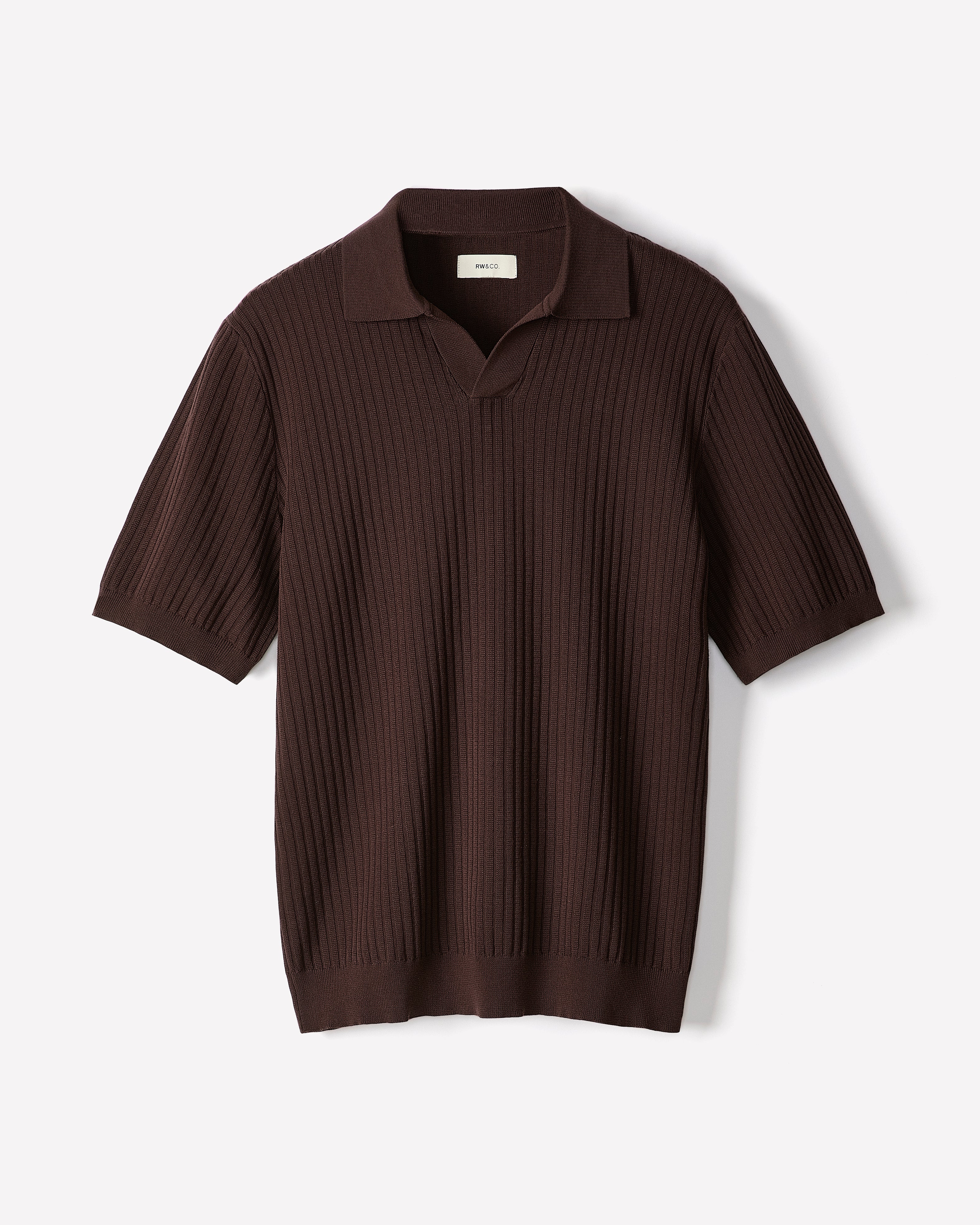 Cotton Short-Sleeve Polo with Johnny Collar