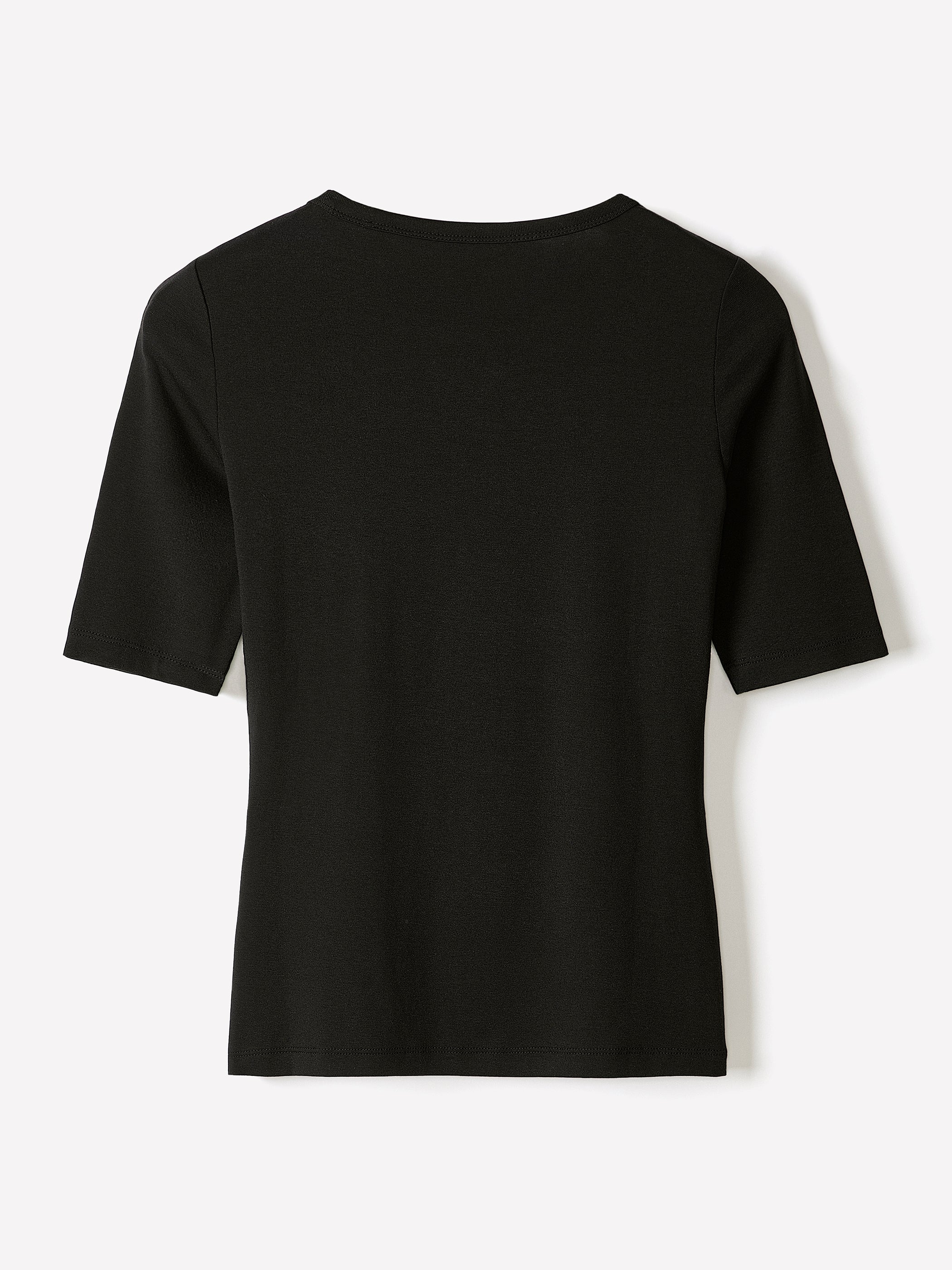 Elbow-Sleeve Crew-Neck Fitted Tee