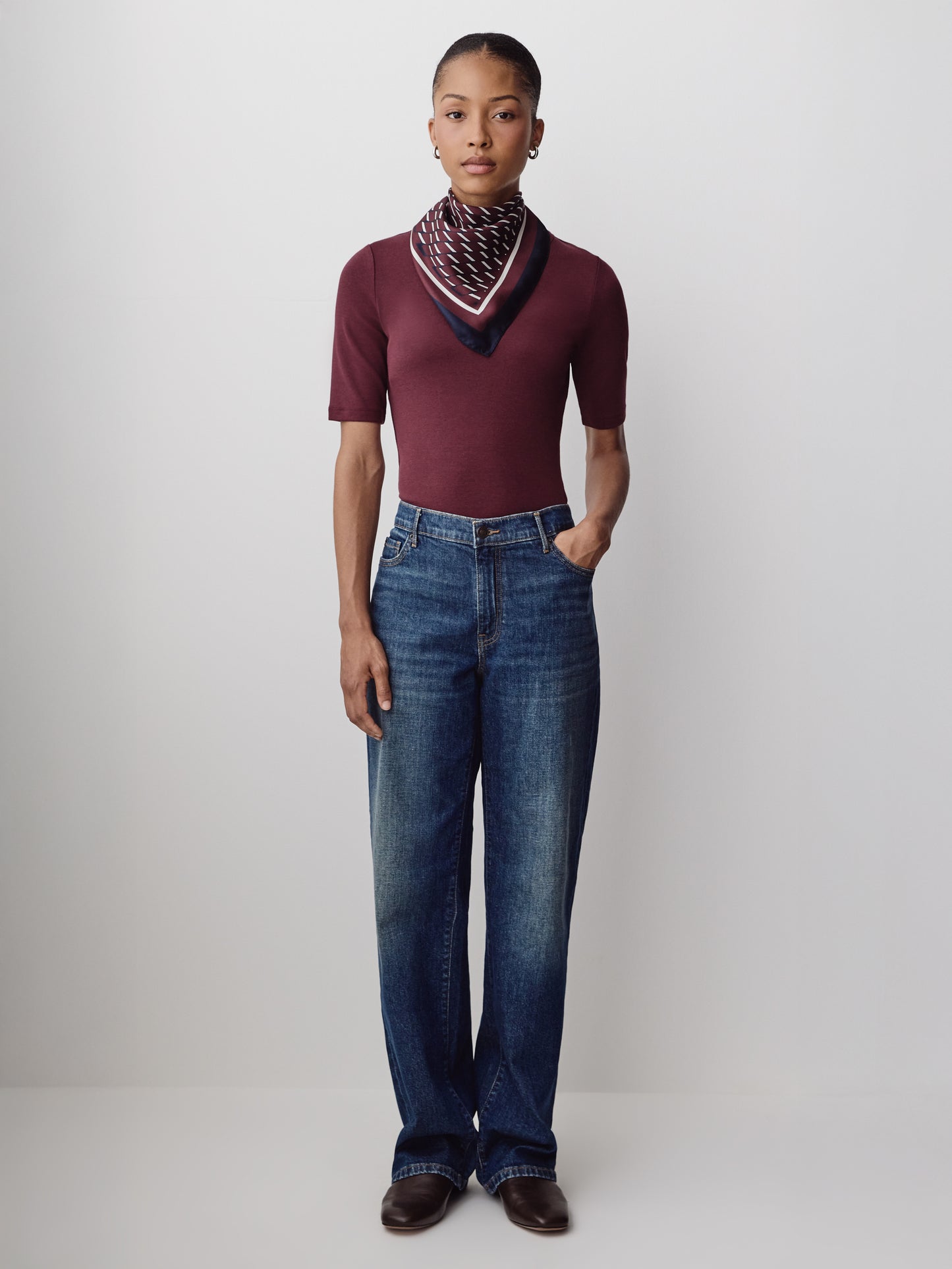 Fitted Cotton Modal Knit Pullover with Crew Neck