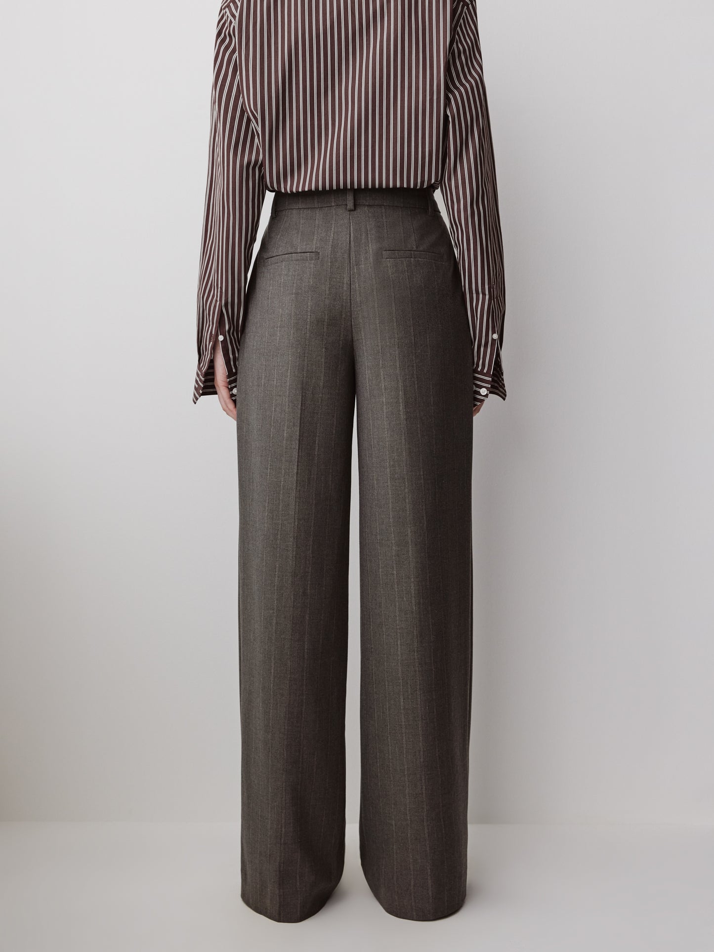 Wide Leg High Rise Stretch Woven Pant