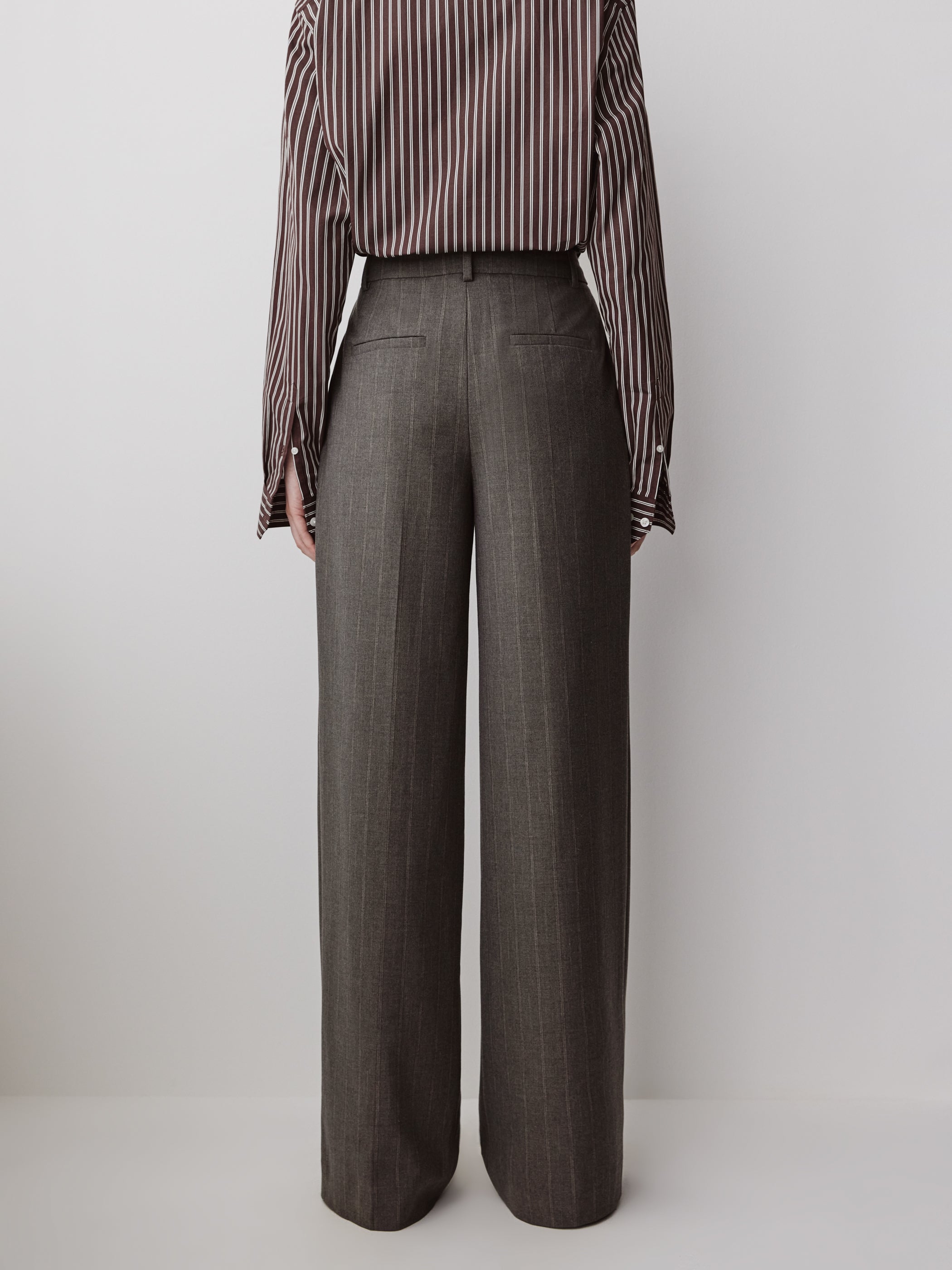 Wide Leg High Rise Stretch Woven Pant