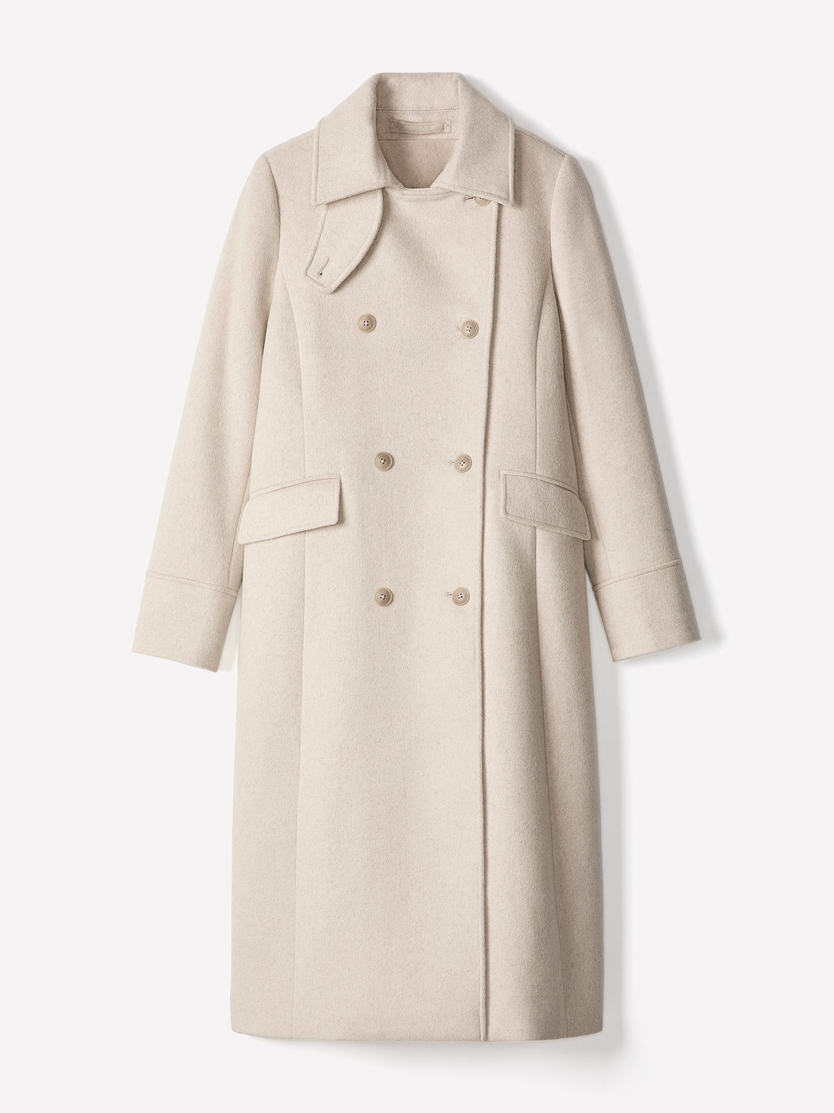 Wool Blend Double Breasted Coat