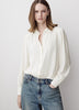Silky Crepe Long-Sleeve Buttoned-Down Blouse