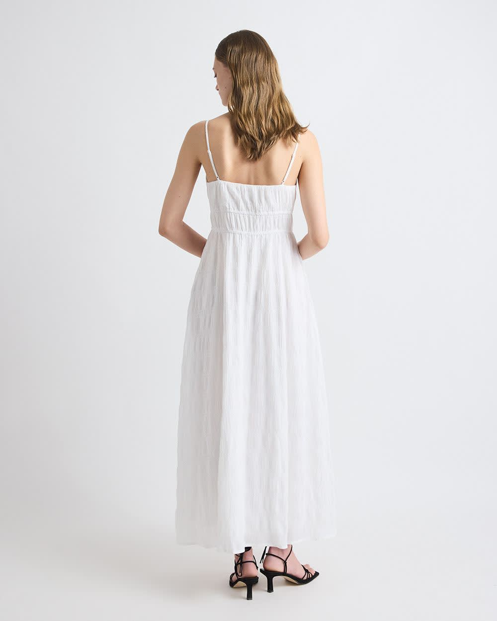 Sleeveless V-Neck Maxi Dress in Textured Jacquard