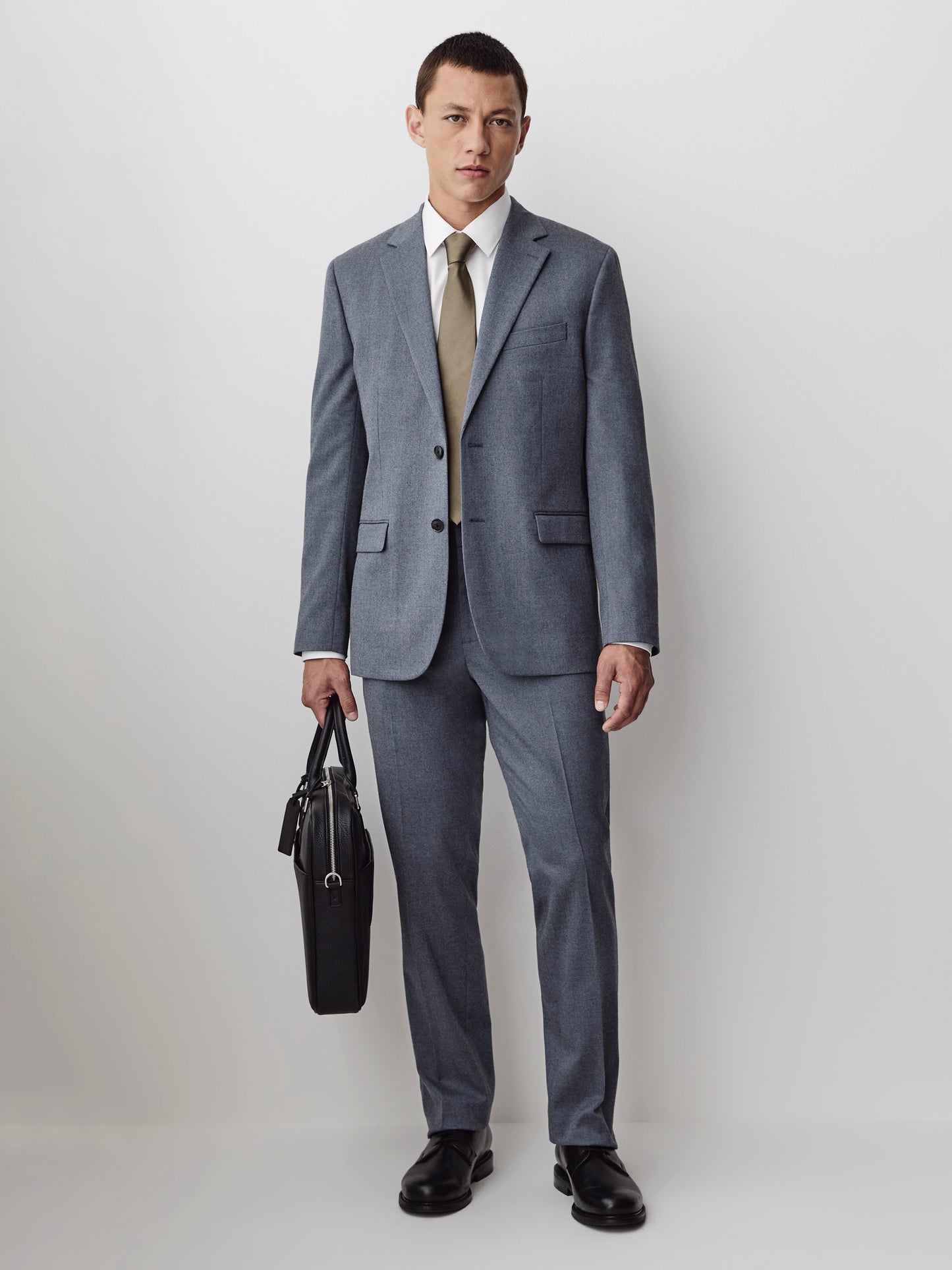 Woven Tailored Blazer in Brushed Med Blue