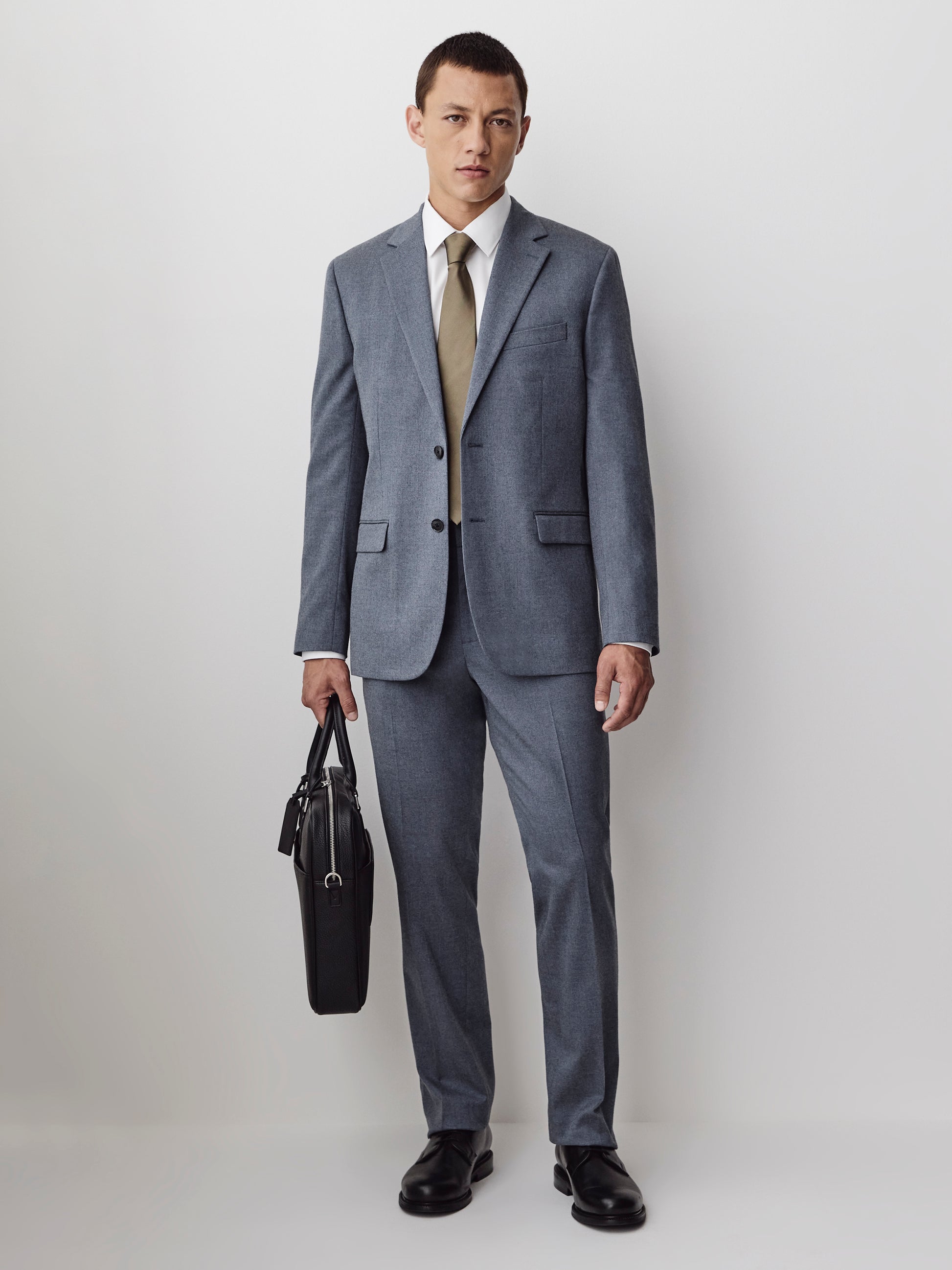 Woven Tailored Blazer in Brushed Med Blue