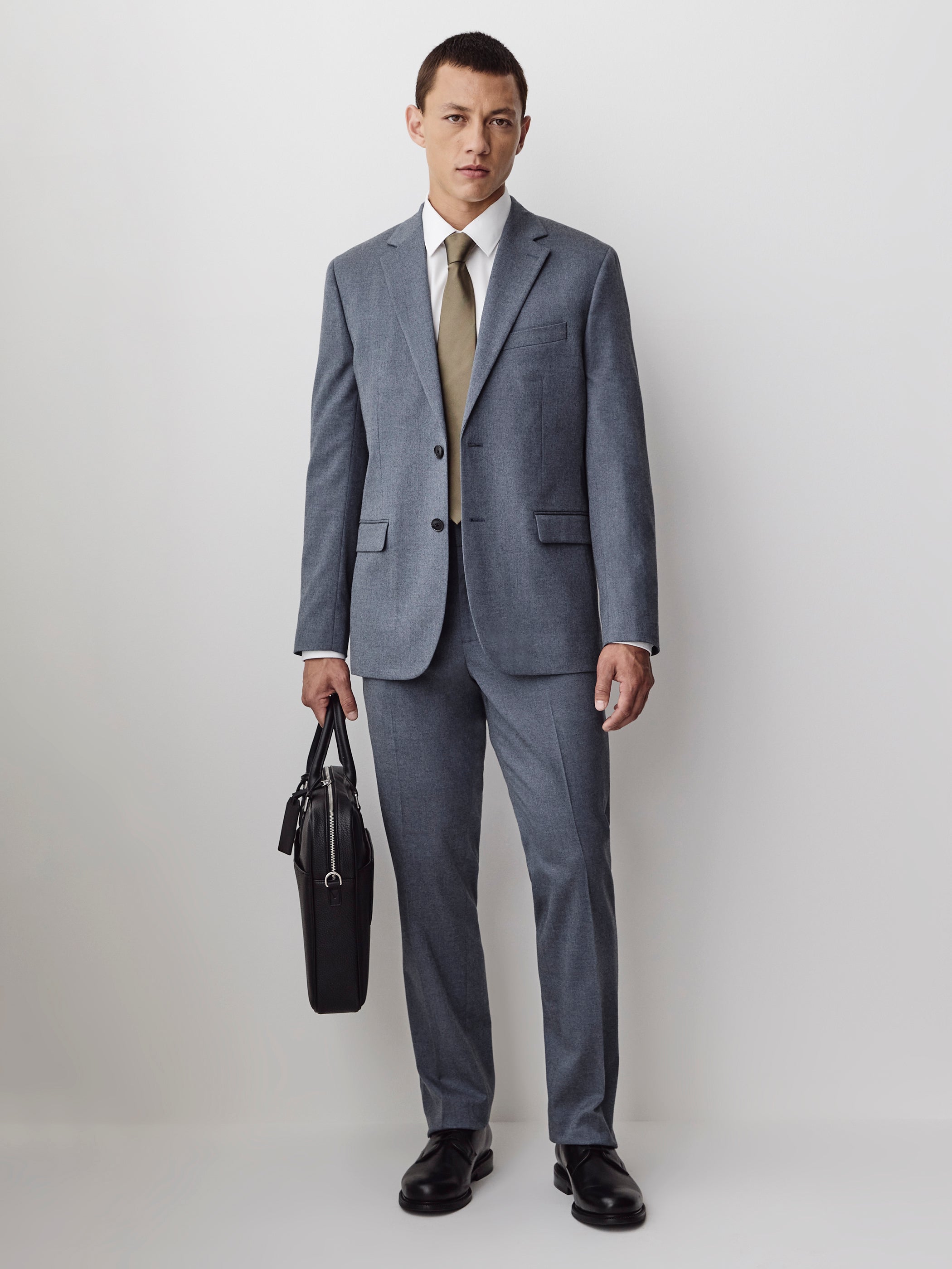 Woven Tailored Blazer in Brushed Med Blue