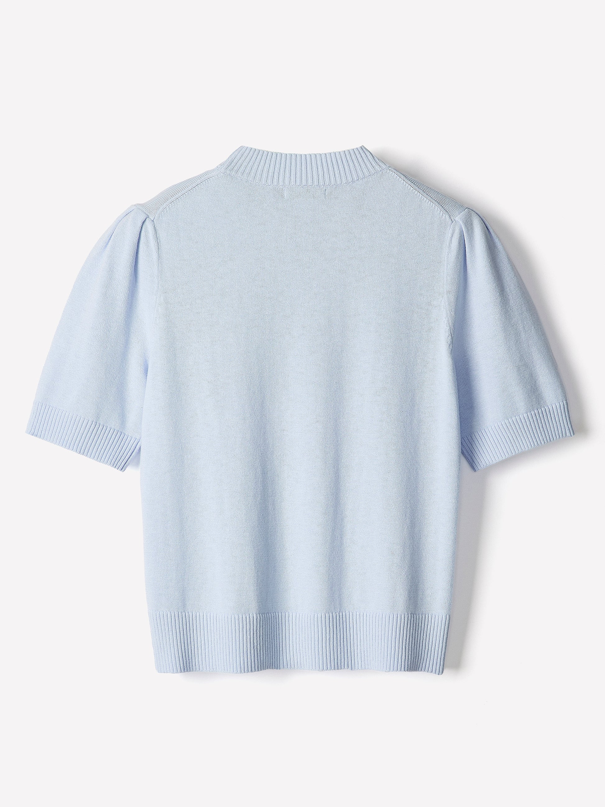 Knit Cotton Blend Crew Neck Sweater