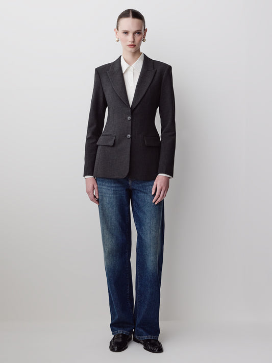 Woven Stretch Hourglass Blazer Two Button