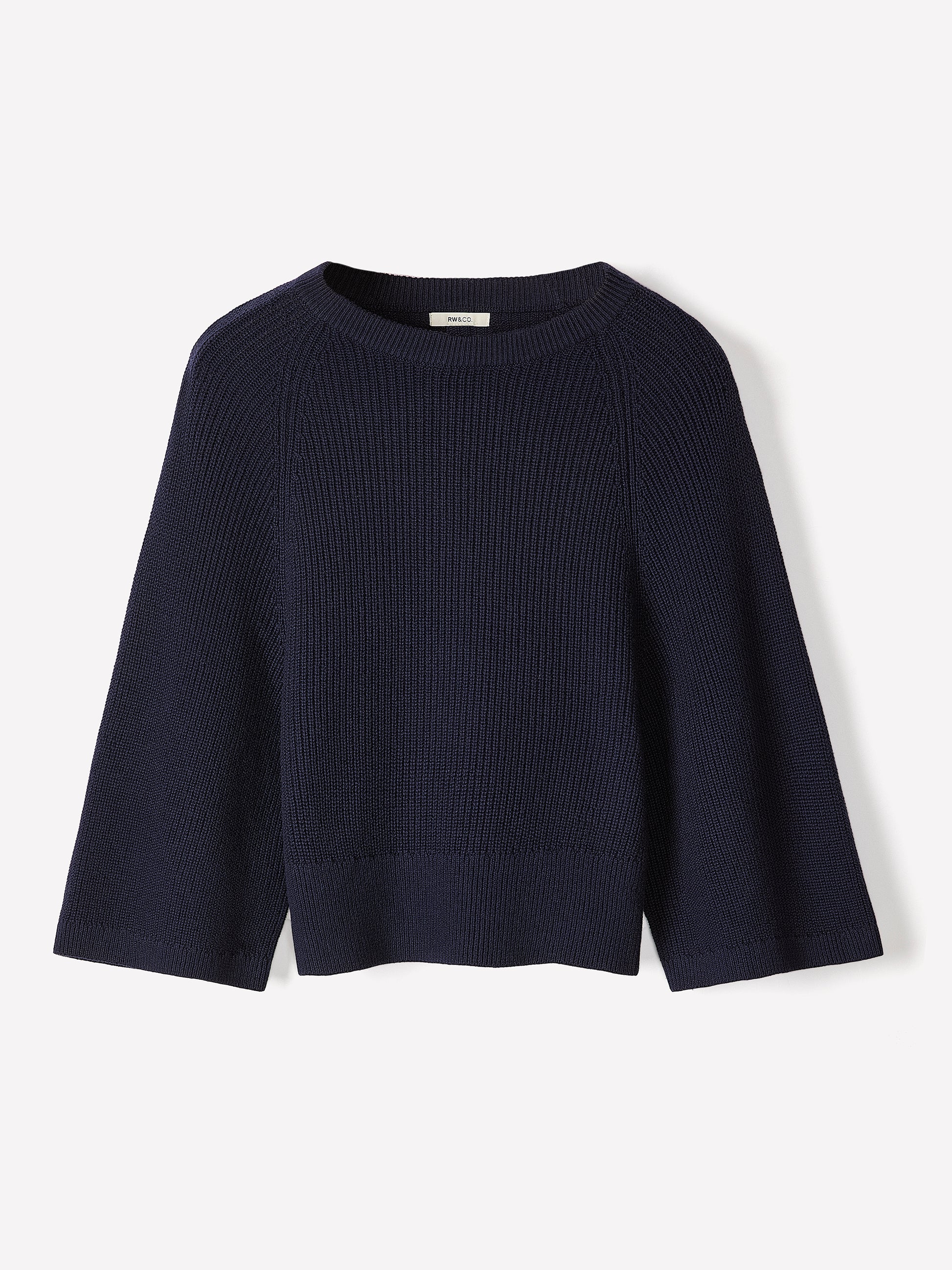 Wide-Sleeve Crew-Neck Merino-Blend Sweater