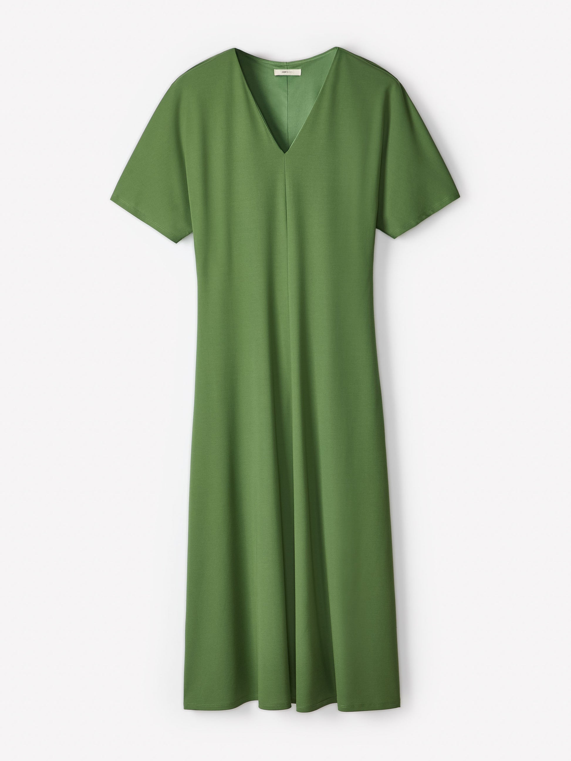 Short-Sleeve V-Neck Midi Dress