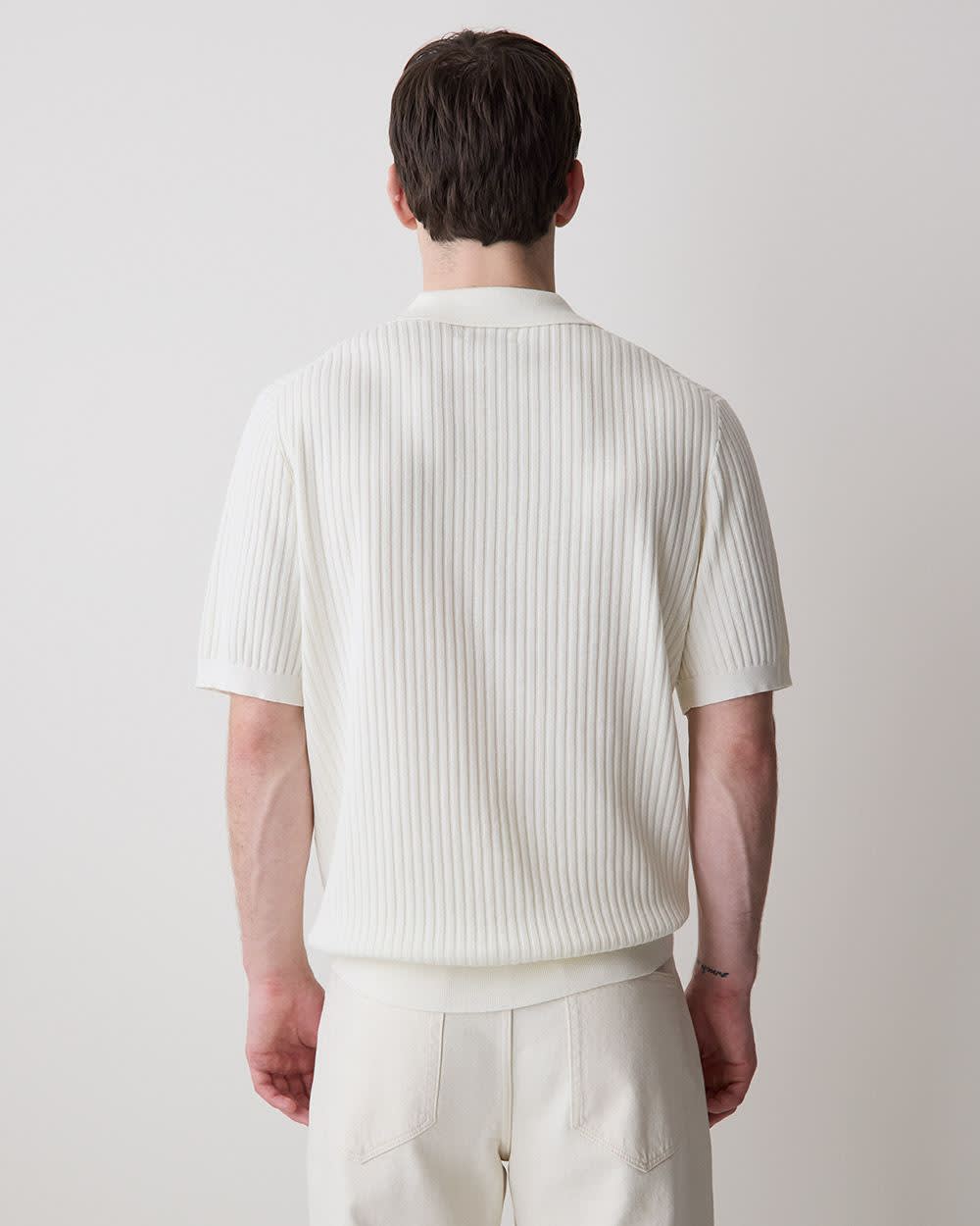 Cotton Short-Sleeve Polo with Johnny Collar