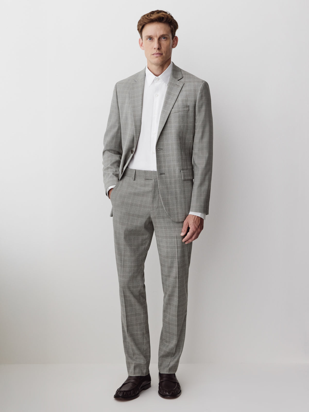 Slim-Fit Checkered Grey Suit Pant
