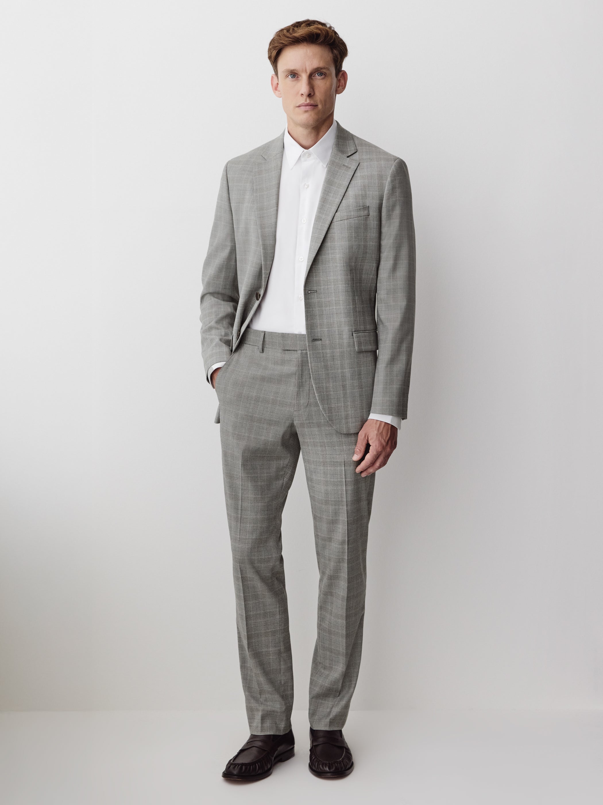 Slim-Fit Checkered Grey Suit Pant