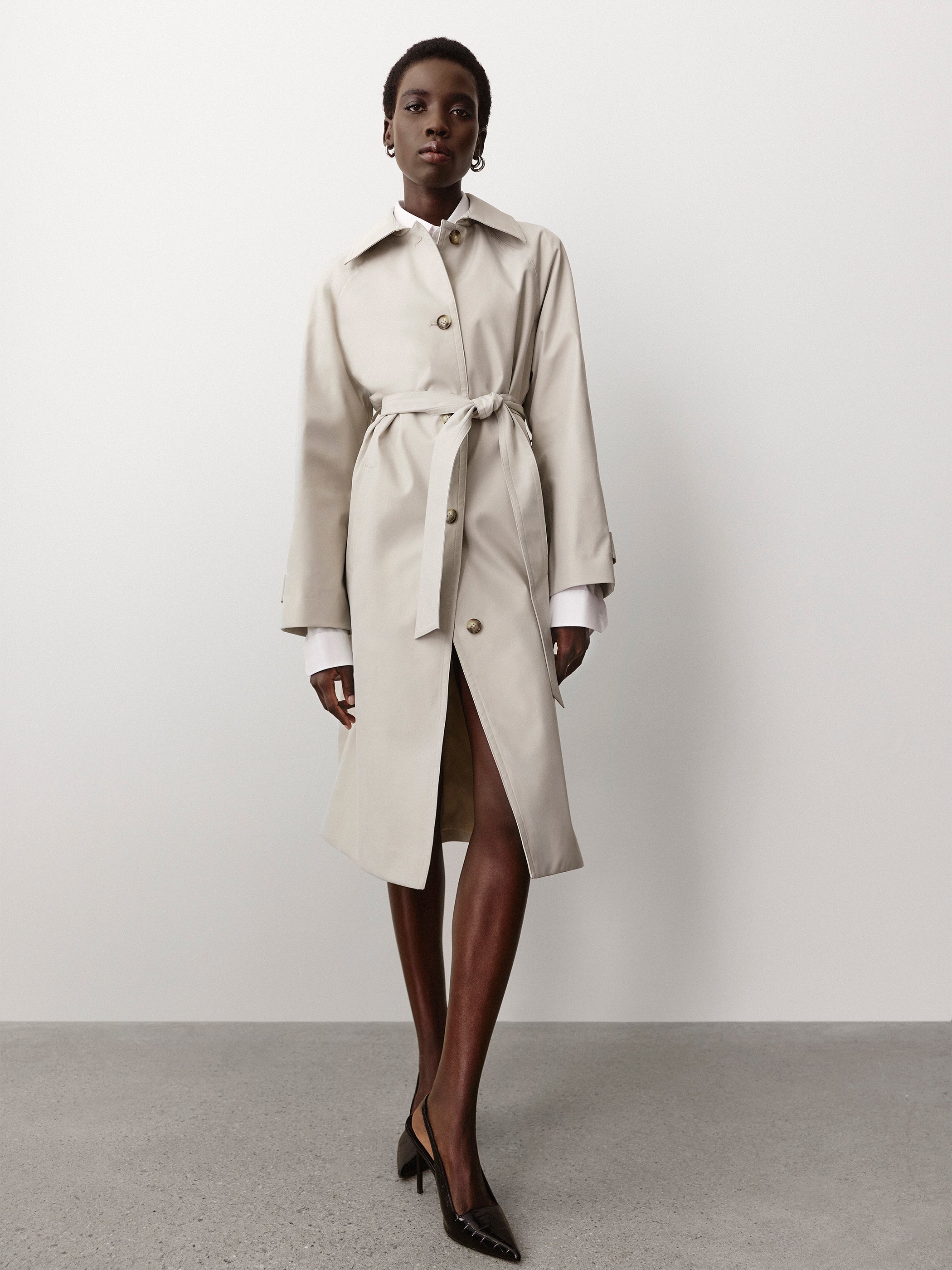 ハーリップトゥ　Wool-Blend Rever Trench Coat Women's Twill Trench Coat Classic Fit with Removable Belt – RW&CO