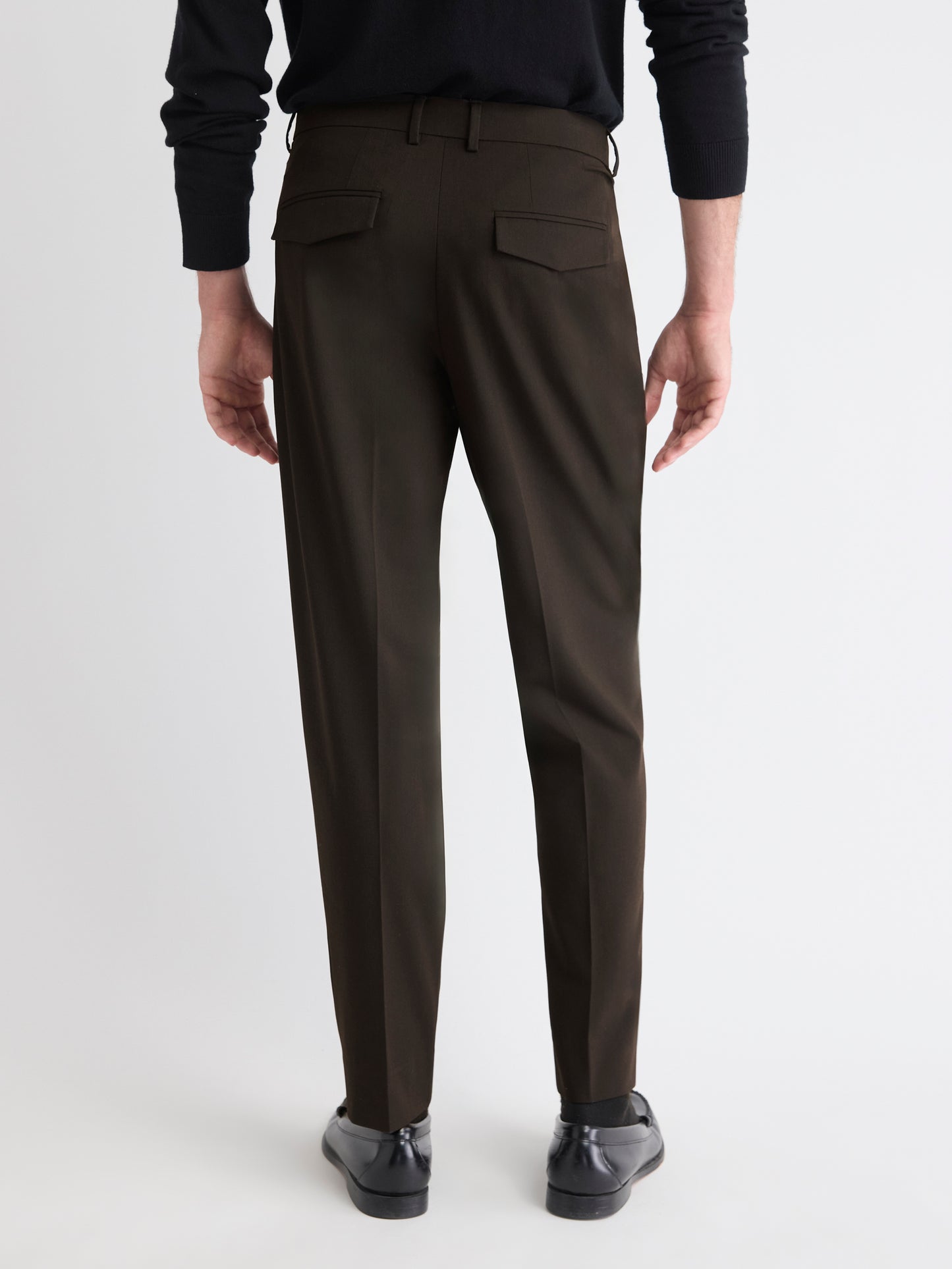 Tapered-Leg Pleated Dress Pant