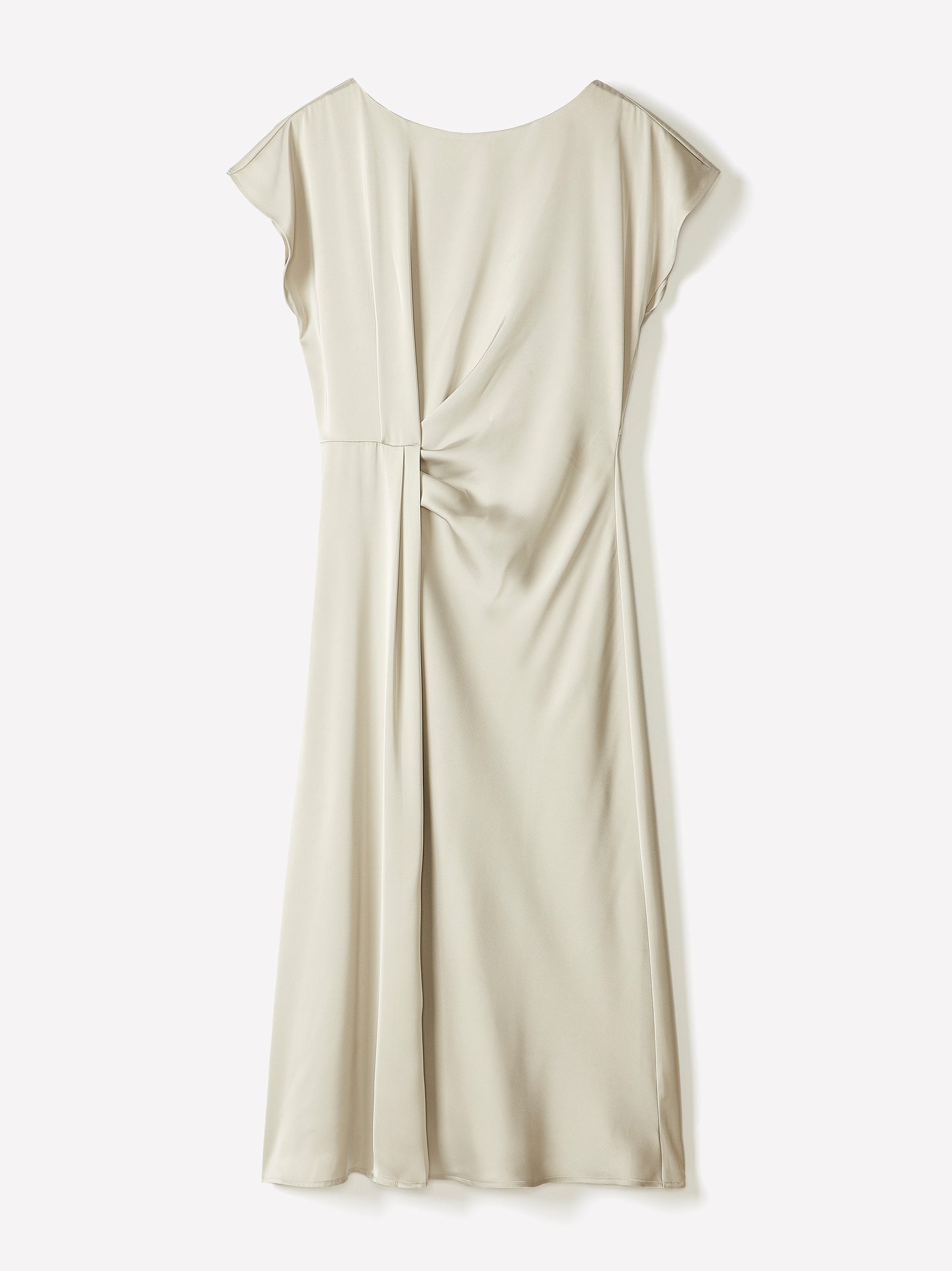 Short-Sleeve Cocktail Midi Dress with Draped Detail