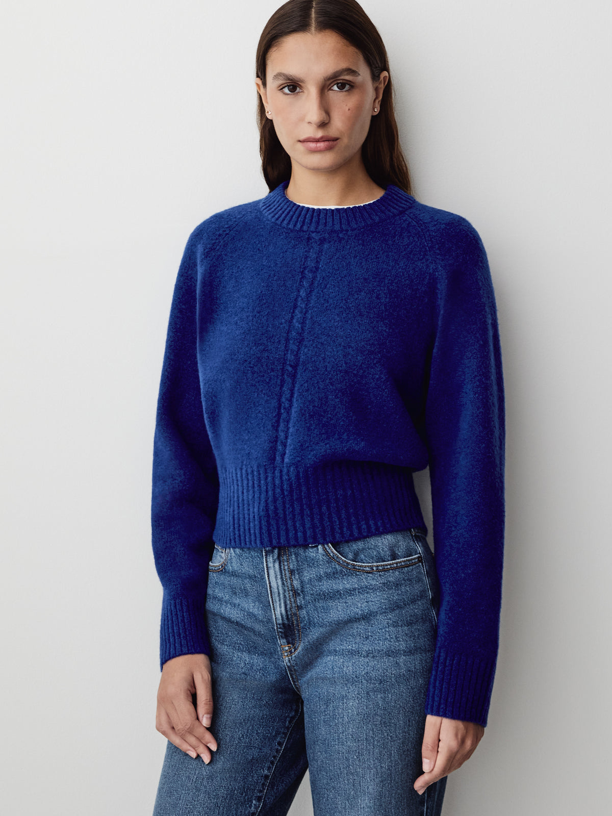 Long-Sleeve Crew-Neck Spongy Pullover