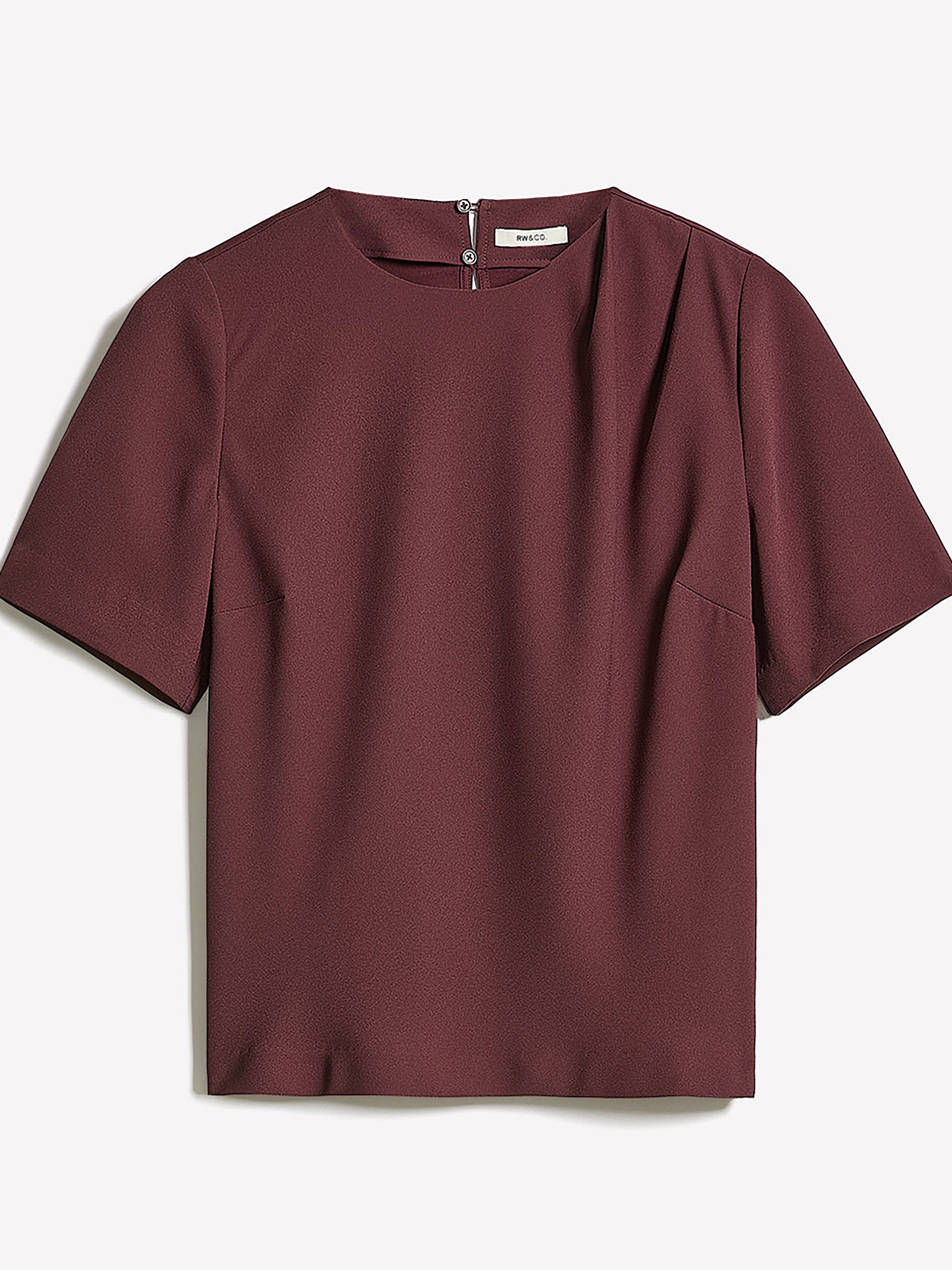 Short-Sleeve Crew-Neck Mix-Media Blouse