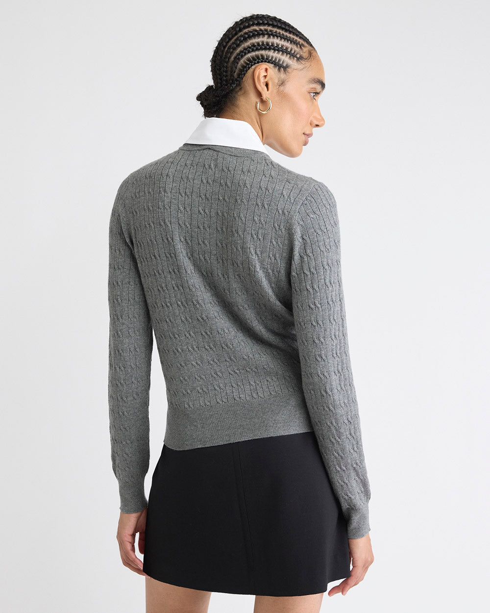 Pull à Manches Longues avec Col Chemisier Amovible