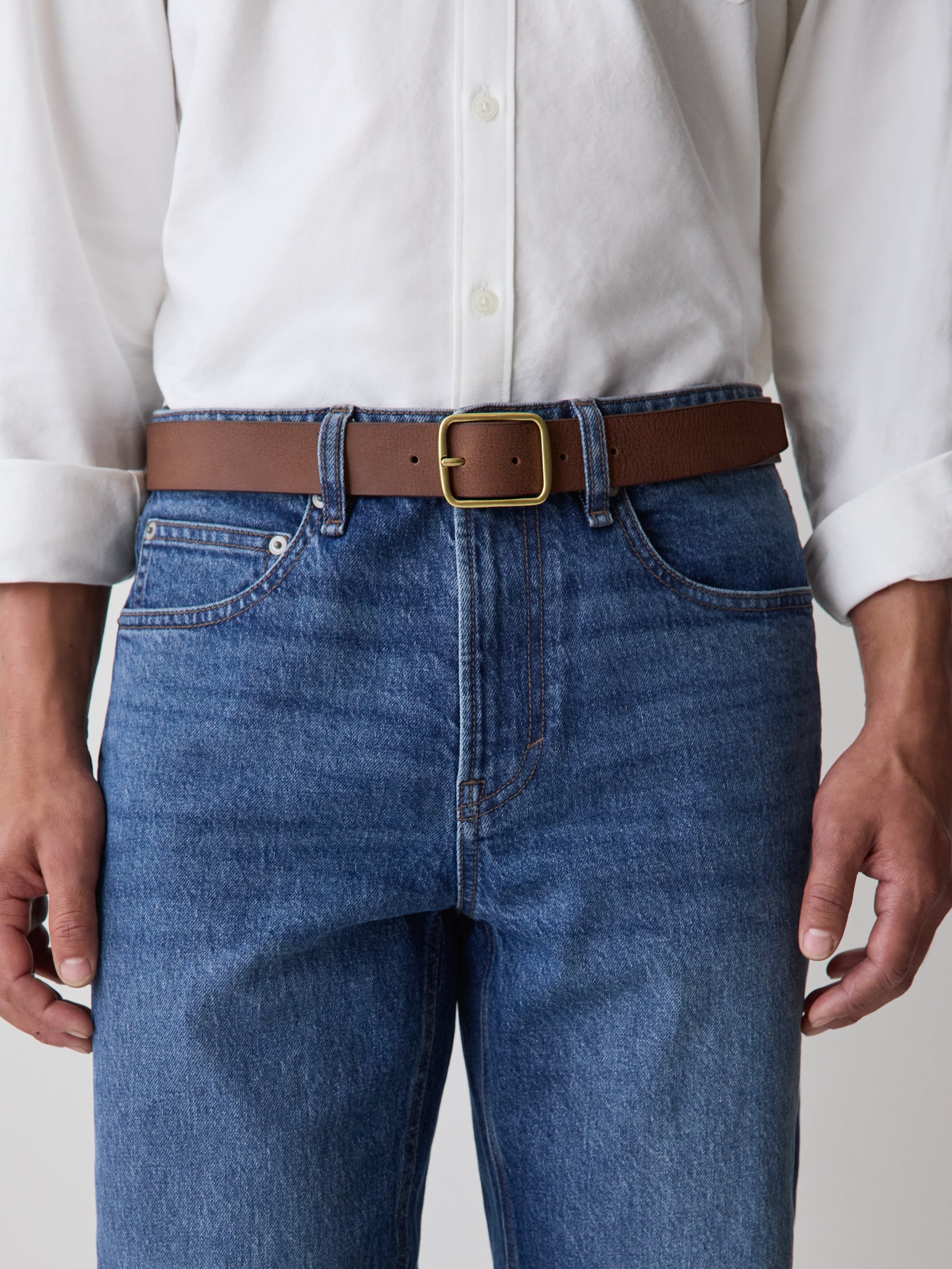Leather Belt with Heritage-Brass Buckle