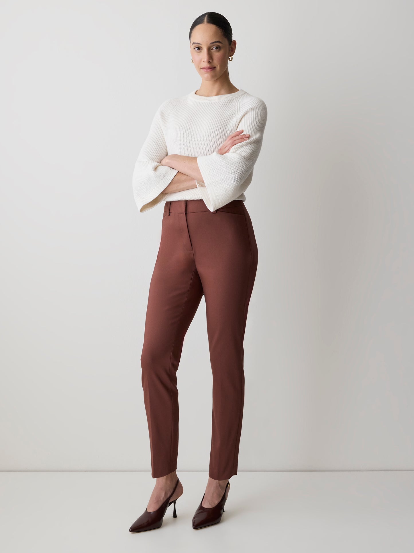 Pantalon Indispensable Coupe Courbes à Jambe Étroite et Taille Mi-Haute