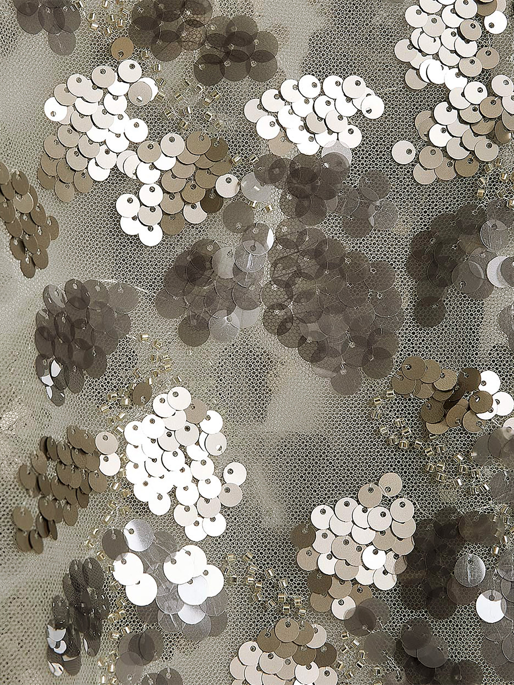 Blouse Popover à Paillettes à Col Rond et Manches Courtes