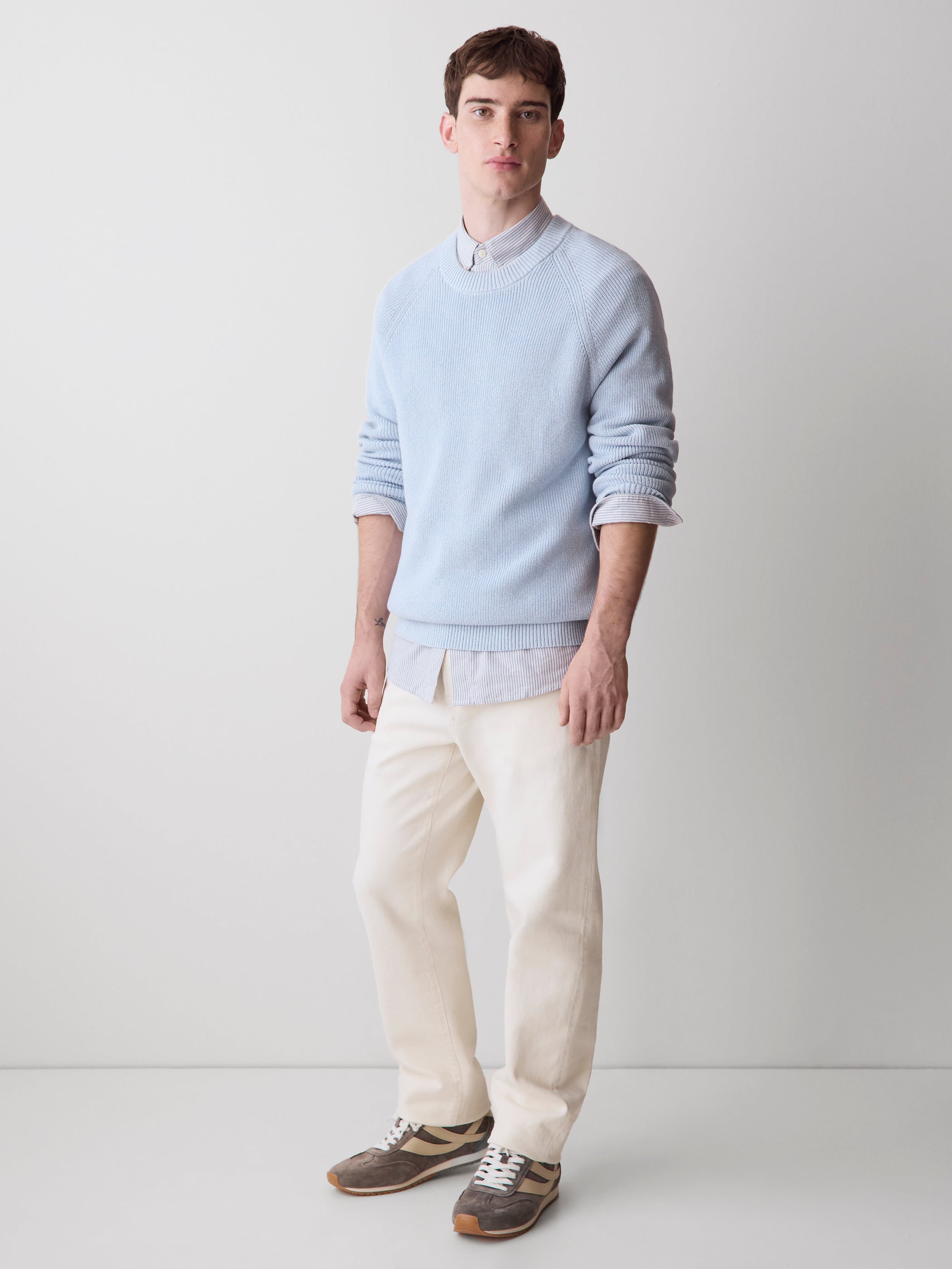 Long-Sleeve Sweater with Shaker Stitches