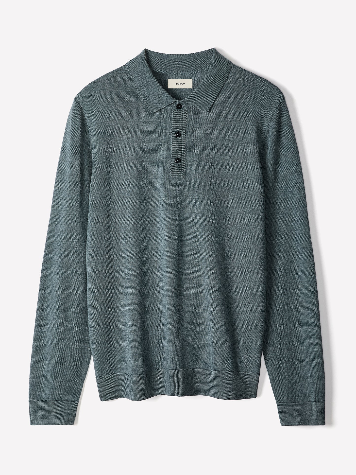 Merino Wool Knit Polo Sweater Long Sleeve