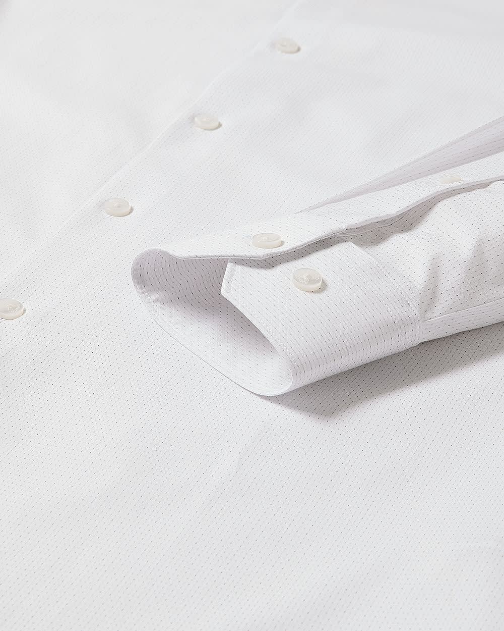 White Slim Fit Dress Shirt with Grey Micro Dots