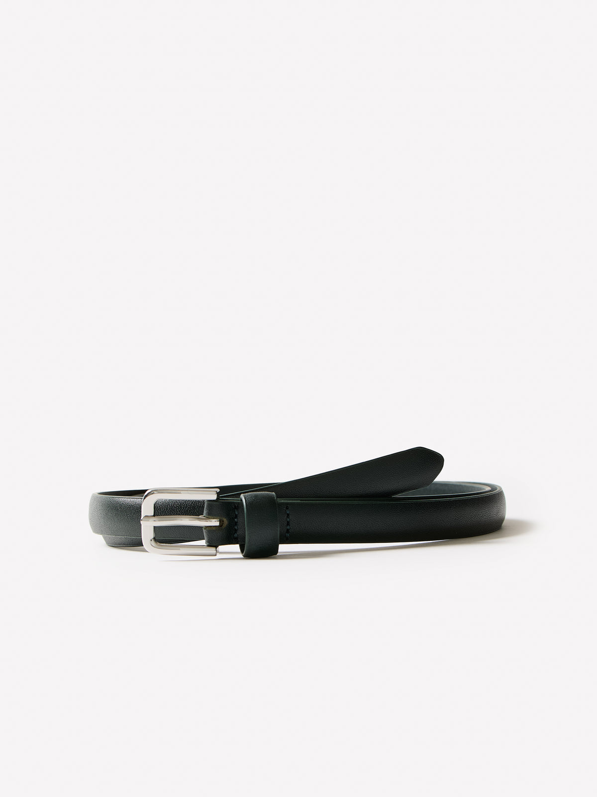 Slim Leather Belt with Square Buckle